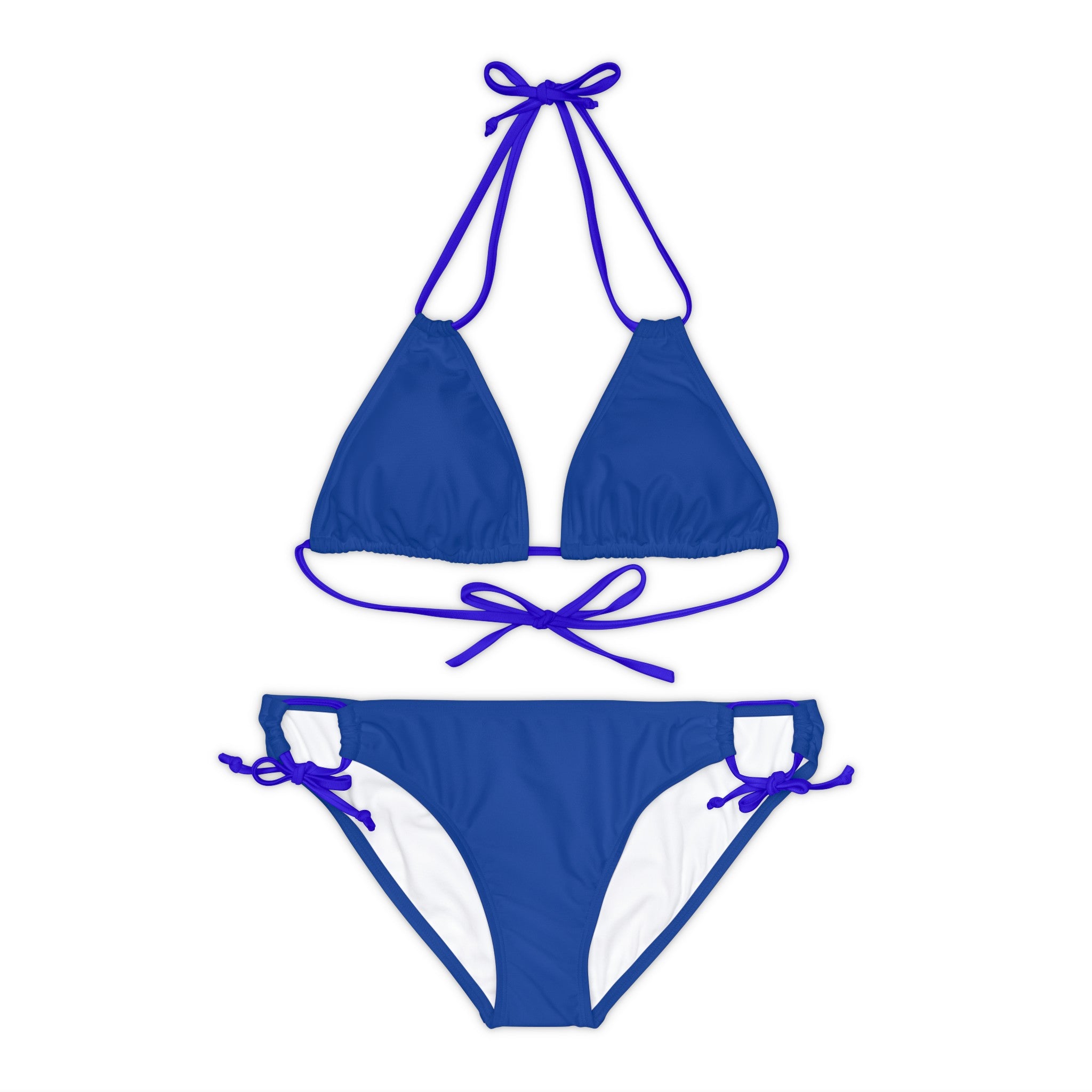 WOMEN'S 100 DAY WONDER STRAPPY BIKINI SET - S REAR WAIST, DARK BLUE COLOR
