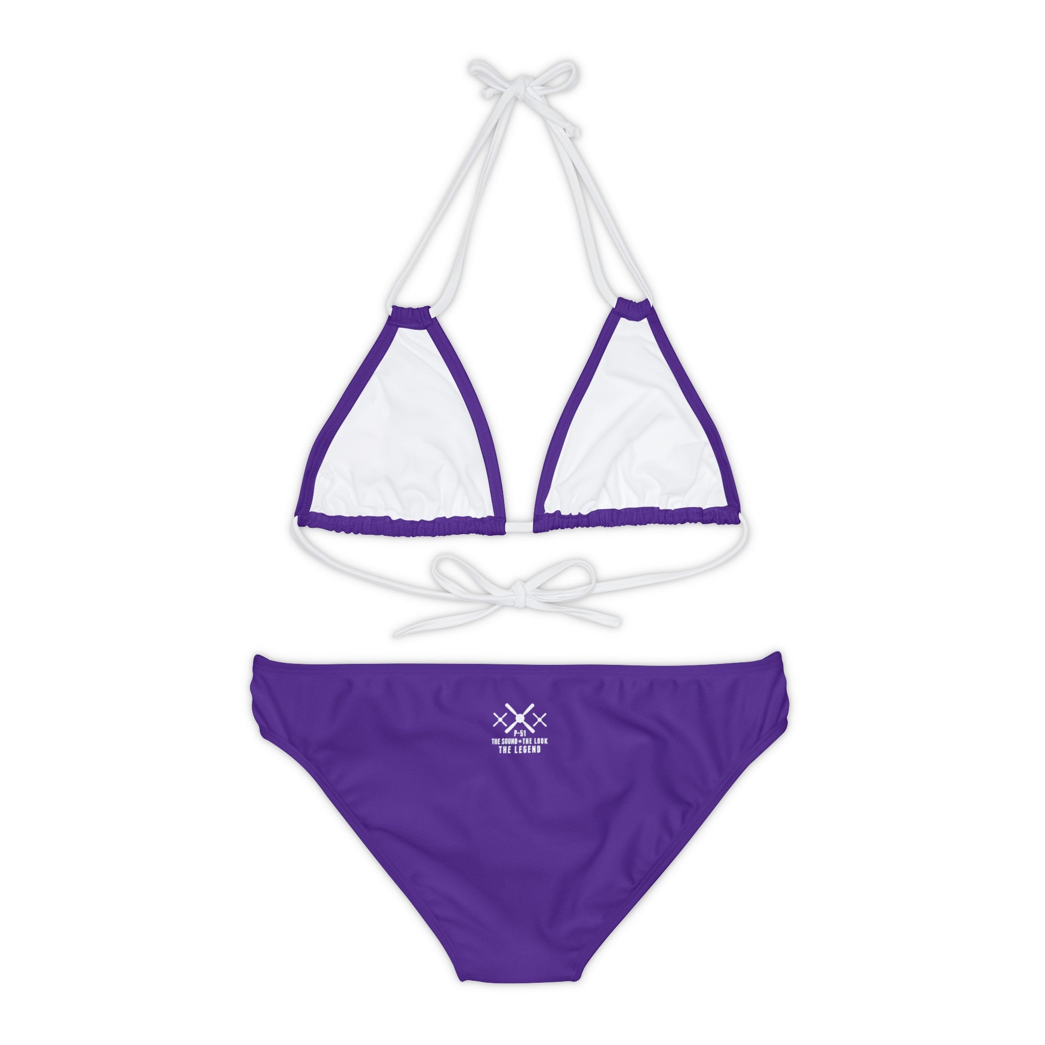 WOMEN'S MUSTANG LEGEND STRAPPY BIKINI SET - S REAR WAIST, PURPLE/WHITE