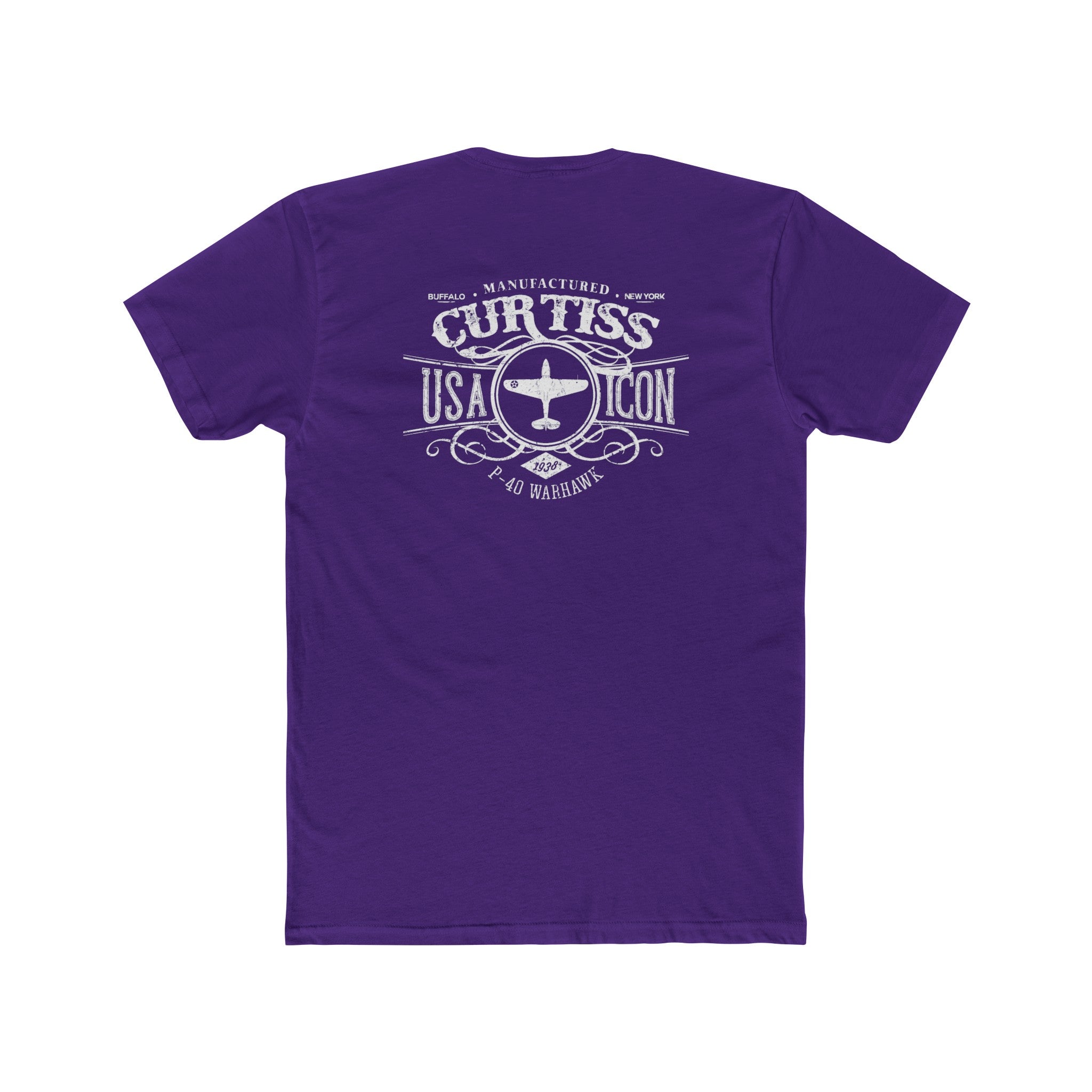 CURTISS USA ICON P-40 COTTON TEE - LEFT CHEST LOGO, LARGE BACK IMAGE