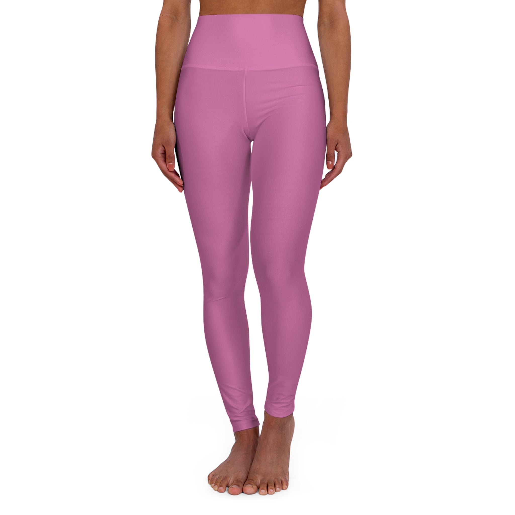WOMEN'S MUSTANG LEGEND HIGH WAISTED YOGA LEGGINGS - S REAR WAIST , LIGHT PINK COLOR