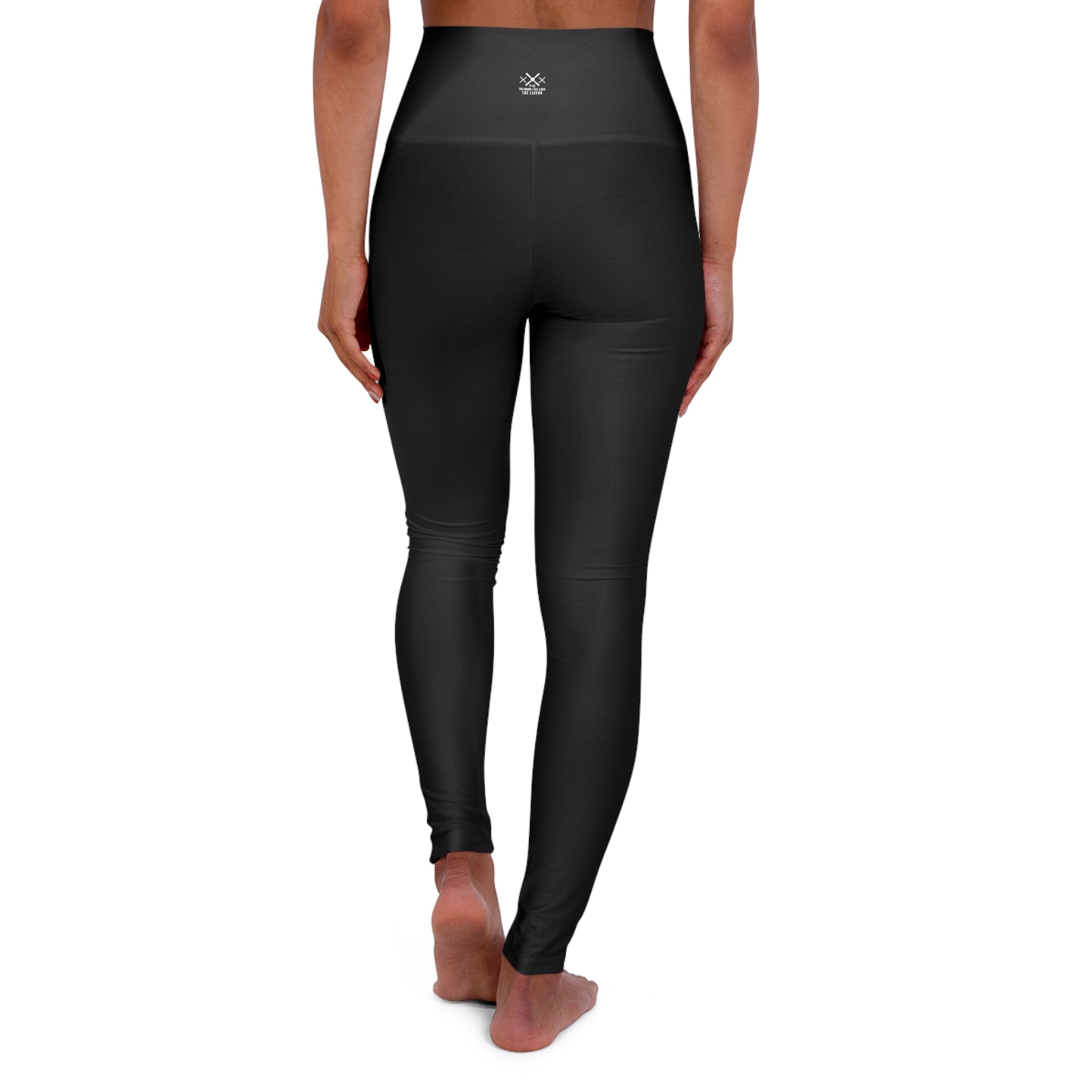 WOMEN'S MUSTANG LEGEND HIGH WAISTED YOGA LEGGINGS - S REAR WAIST , BLACK COLOR