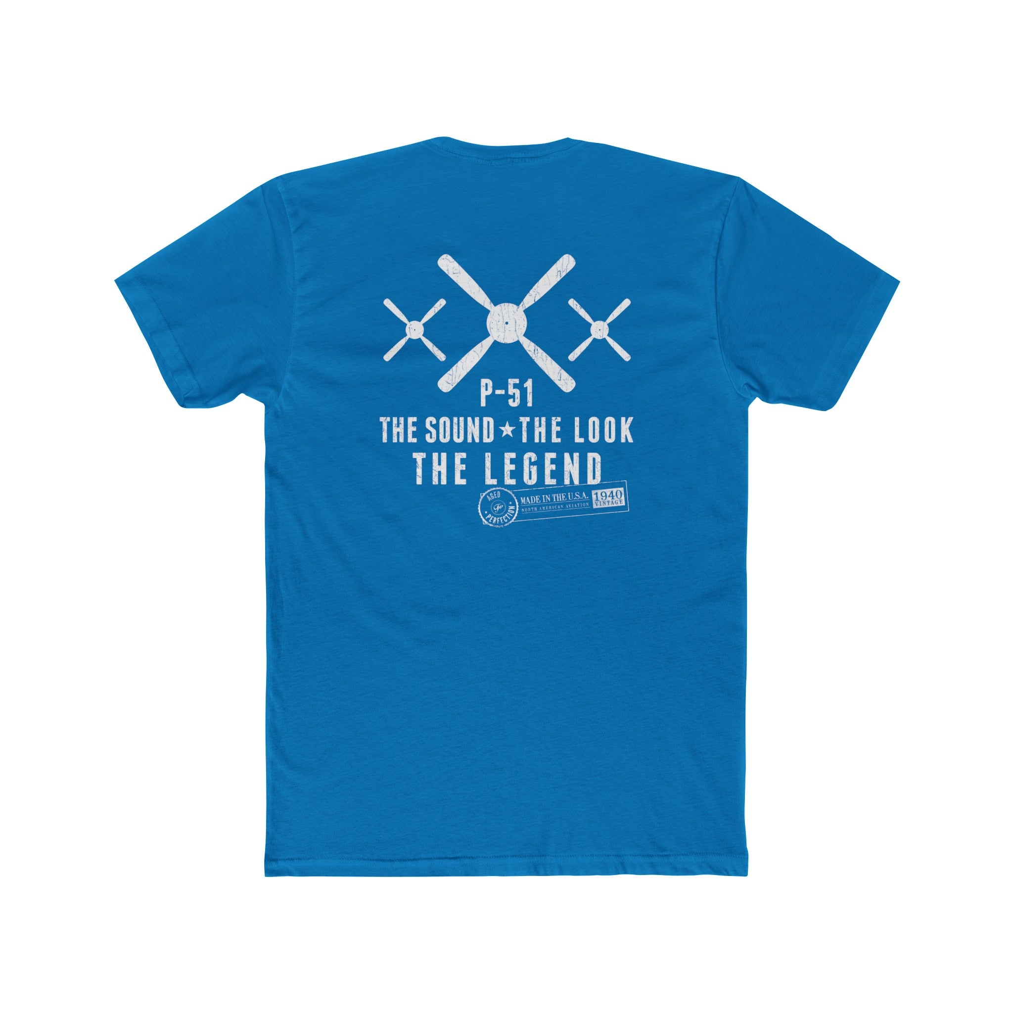 P-51 LEGEND COTTON TEE - S LEFT CHEST, LARGE BACK IMAGE