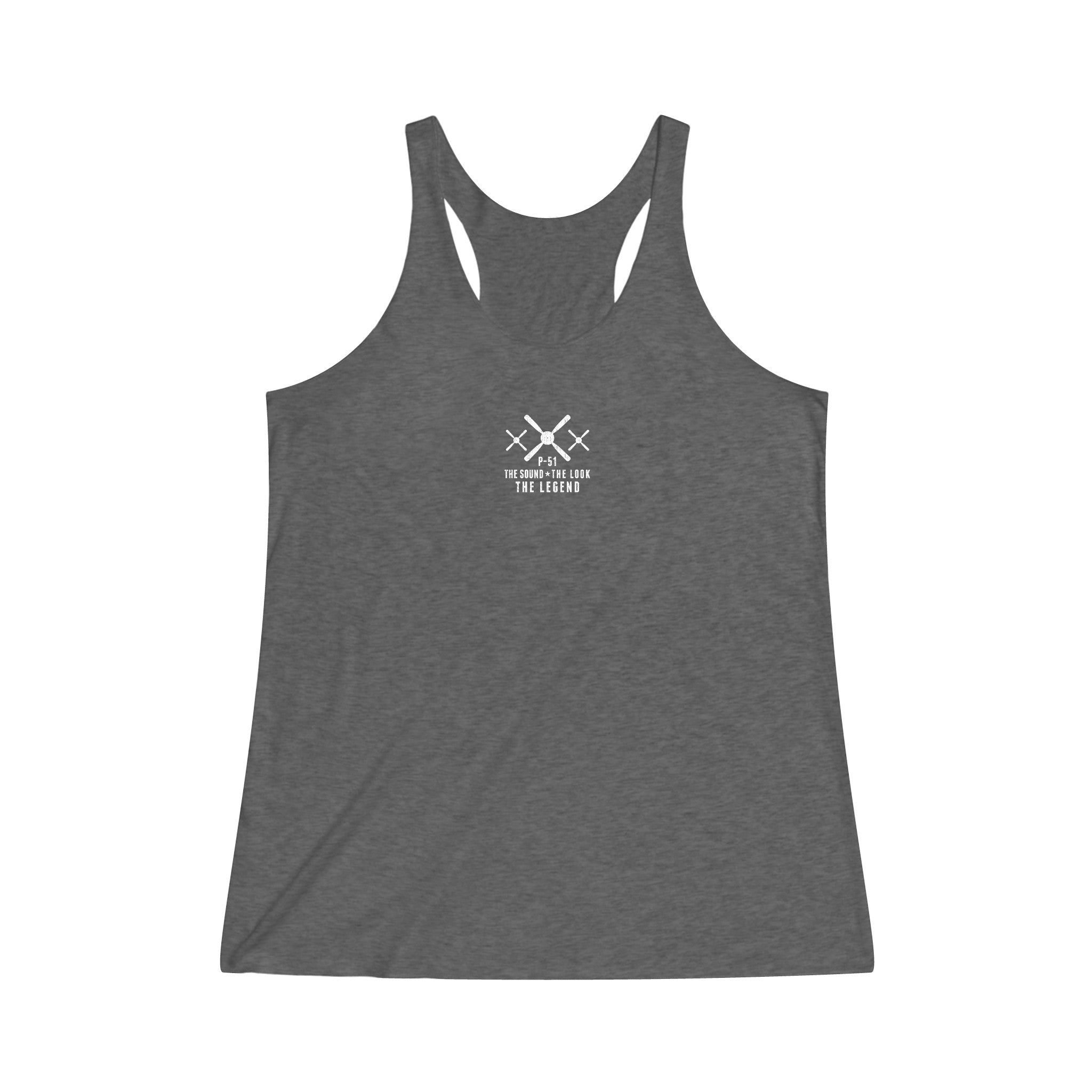 WOMEN'S MUSTANG LEGEND COTTON TRI-BLEND RACERBACK TANK - S CENTER CHEST