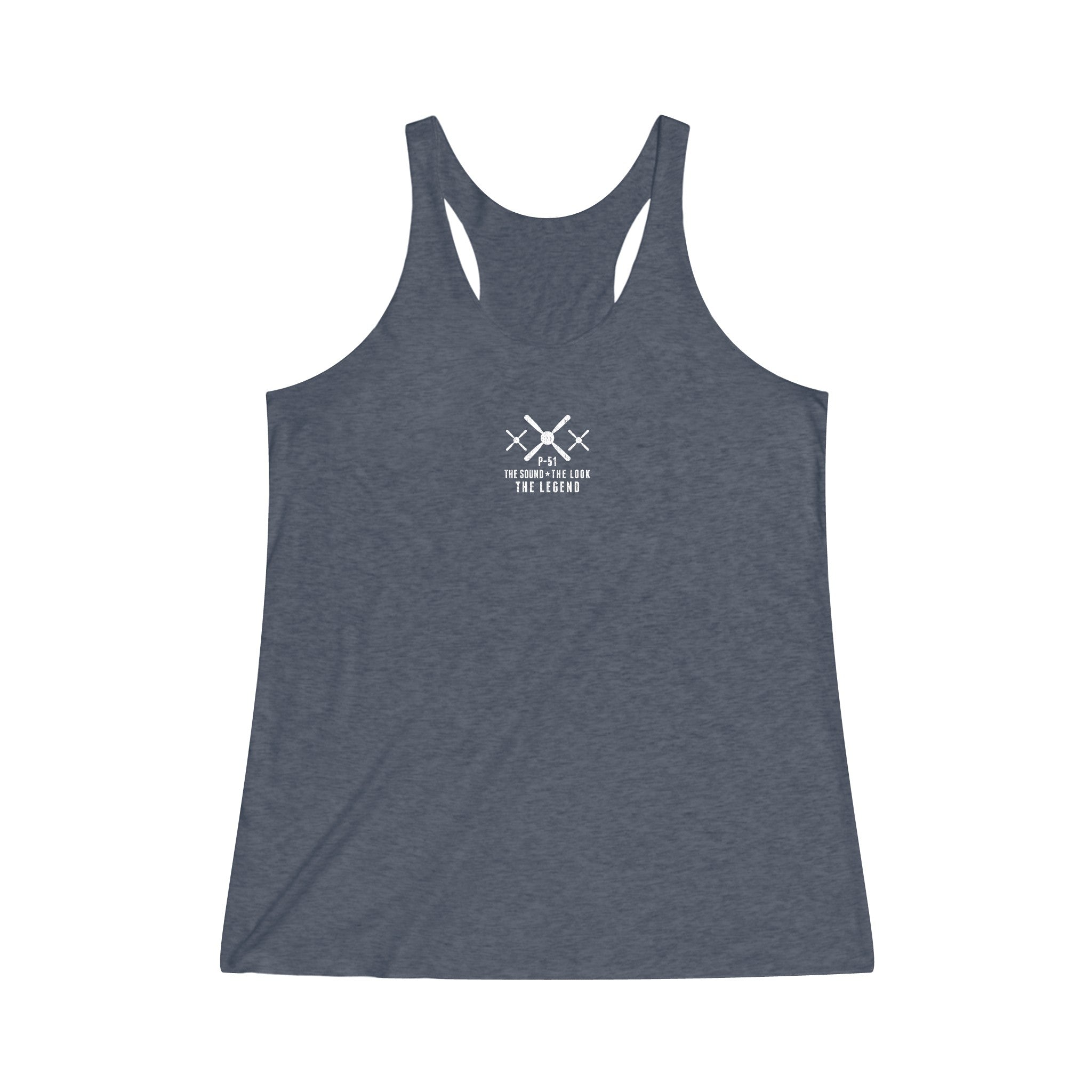 WOMEN'S MUSTANG LEGEND COTTON TRI-BLEND RACERBACK TANK - S CENTER CHEST