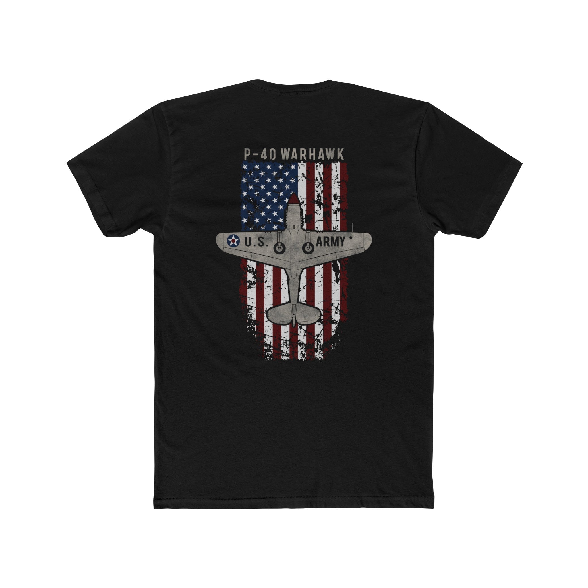 AMERICAN ICON P-40 COTTON TEE - LEFT CHEST LOGO, LARGE BACK IMAGE