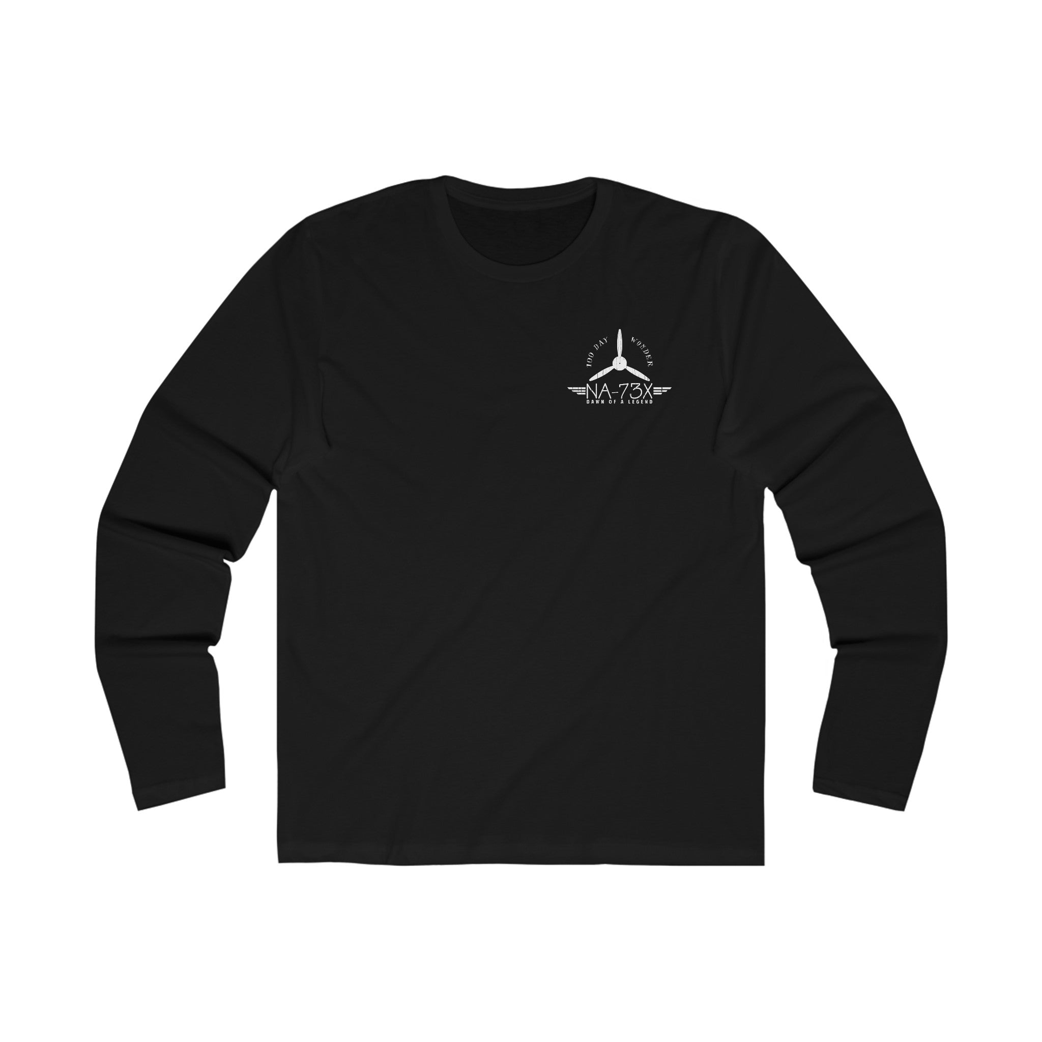 100 DAY WONDER MEN'S LONG SLEEVE CREW TEE - S LEFT CHEST, LARGE BACK IMAGE