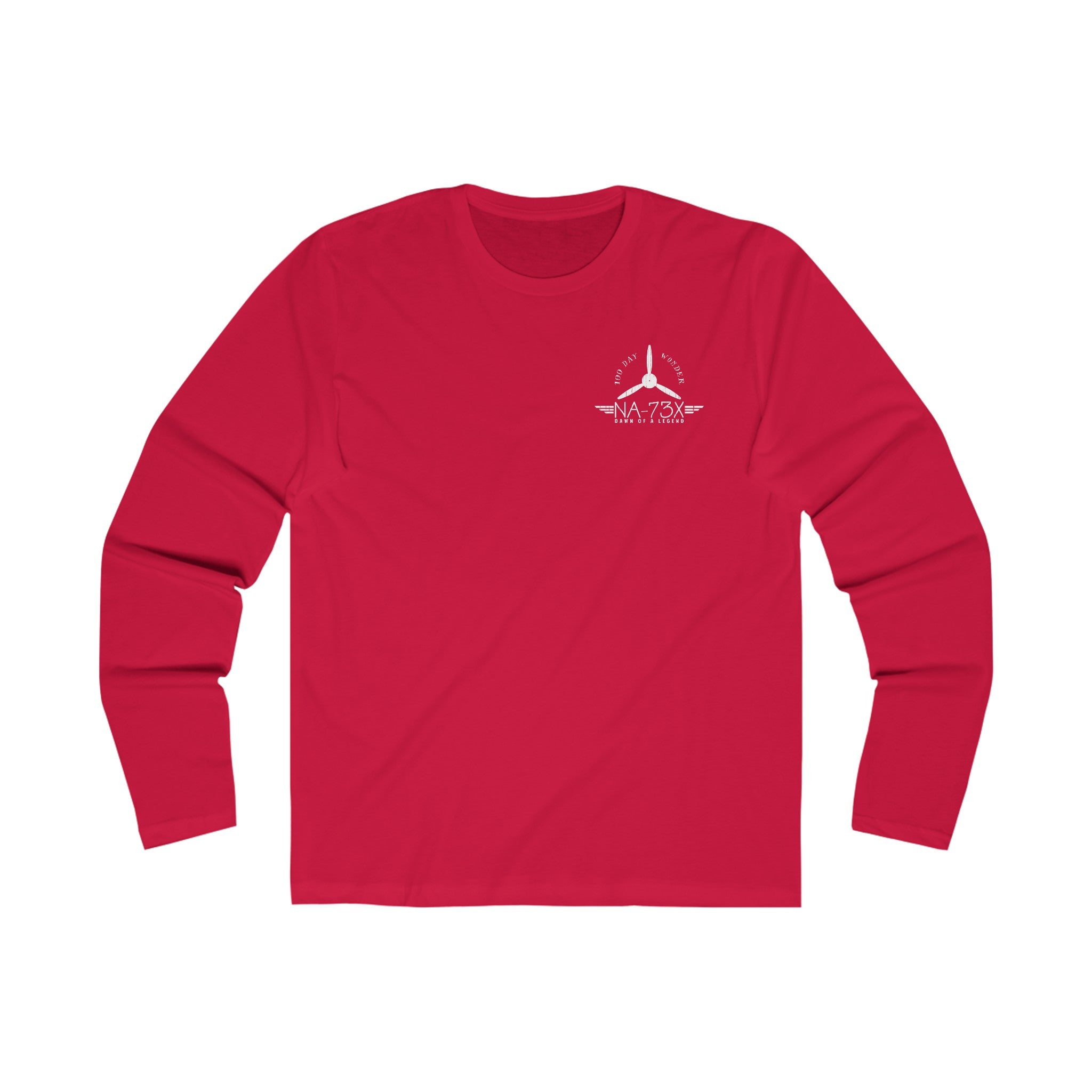 100 DAY WONDER MEN'S LONG SLEEVE CREW TEE - S LEFT CHEST, LARGE BACK IMAGE