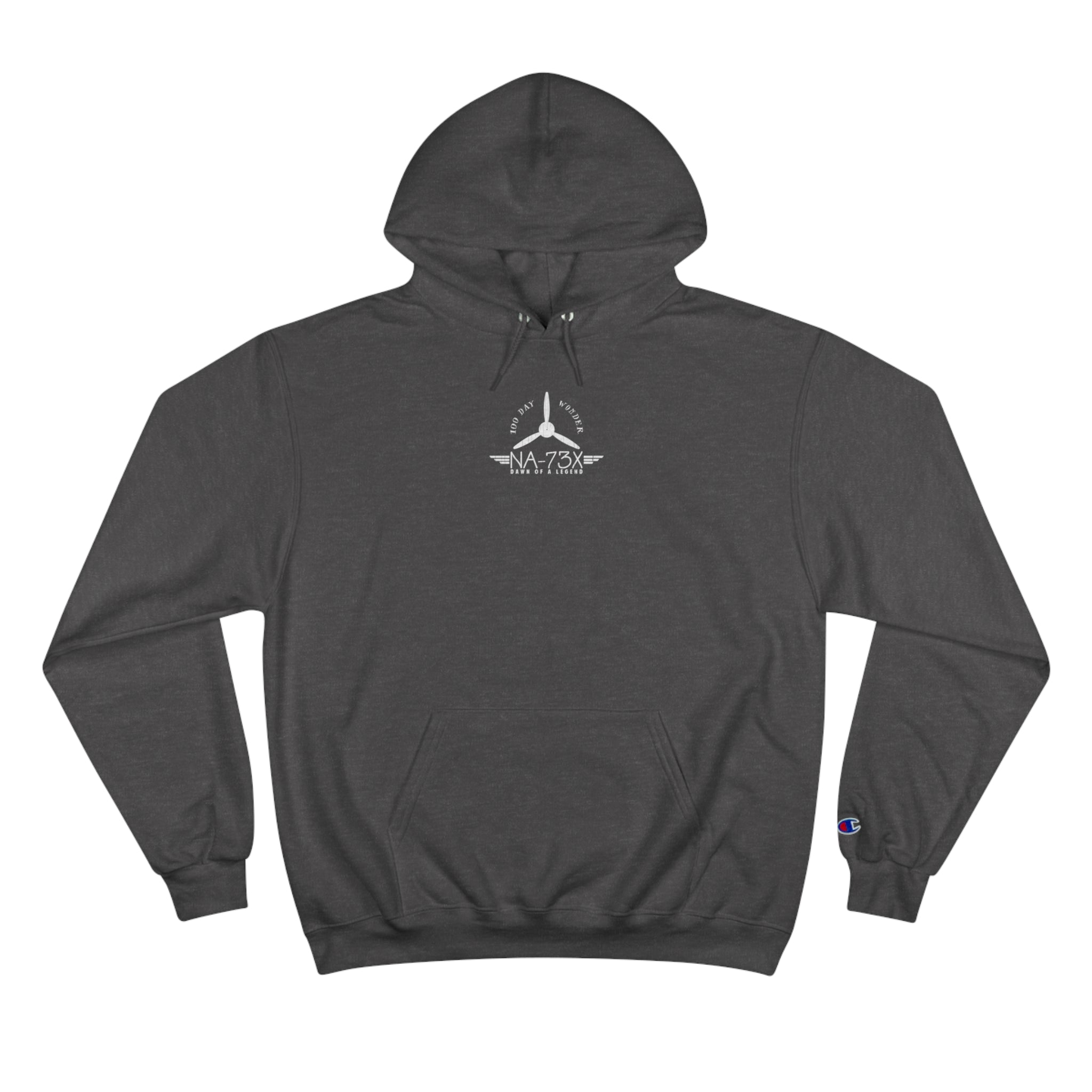 100 DAY WONDER CHAMPION HOODIE - S CENTER CHEST, LARGE BACK LOGO