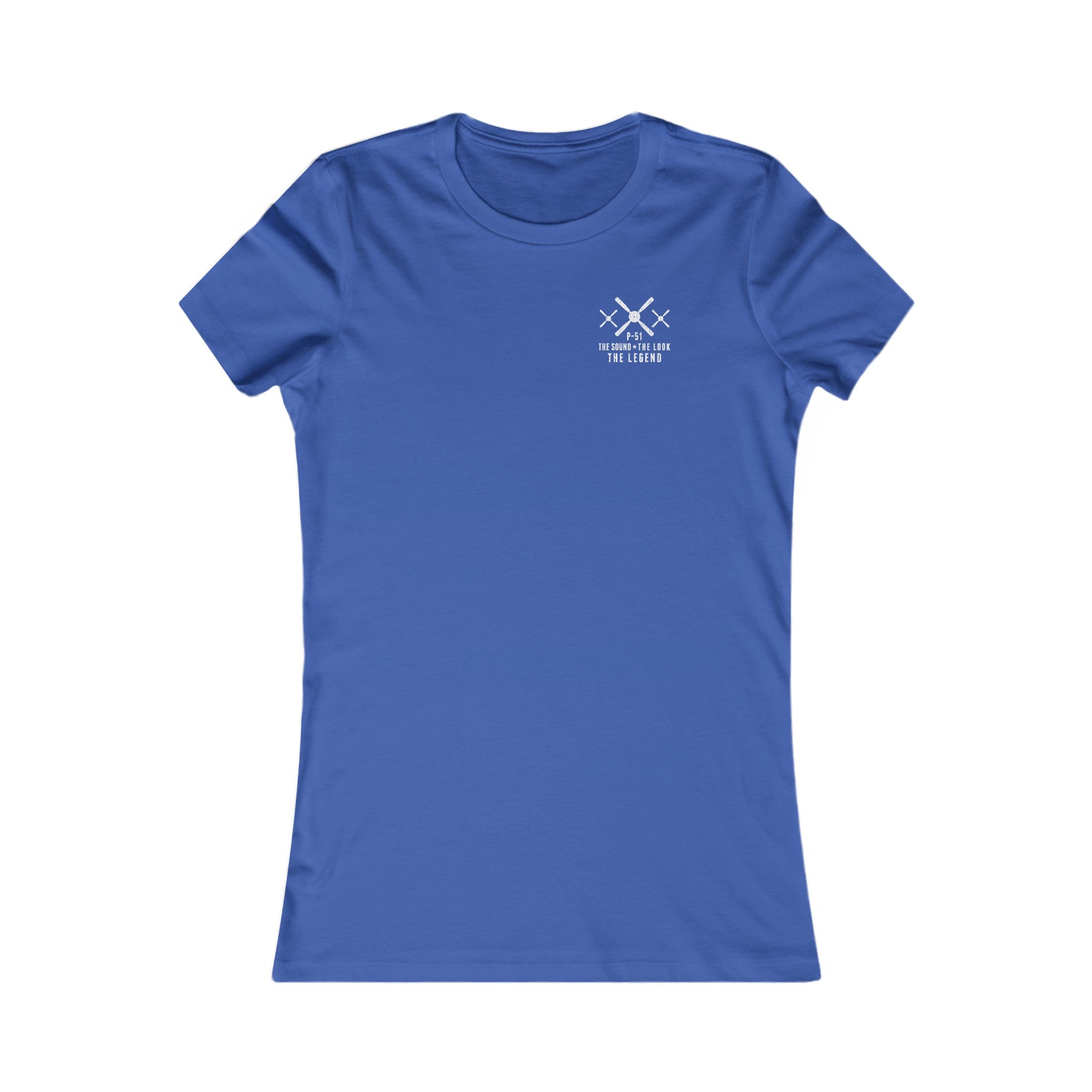 WOMEN'S P-51 LEGEND COTTON TEE - S LEFT CHEST, LARGE BACK IMAGE