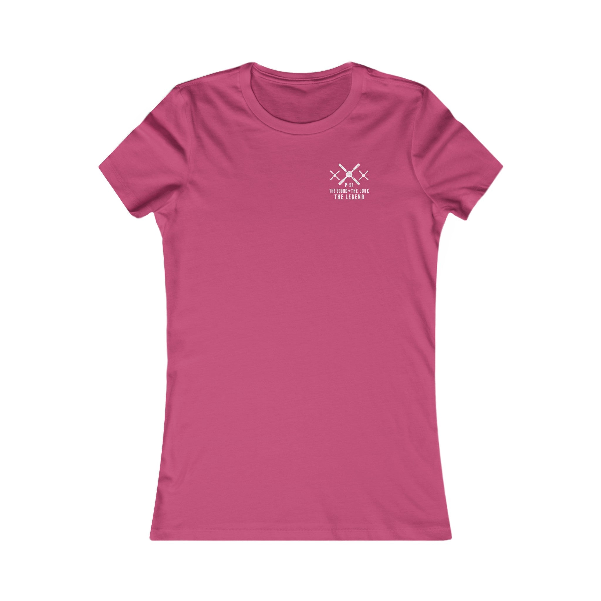 WOMEN'S P-51 LEGEND COTTON TEE - S LEFT CHEST, LARGE BACK IMAGE
