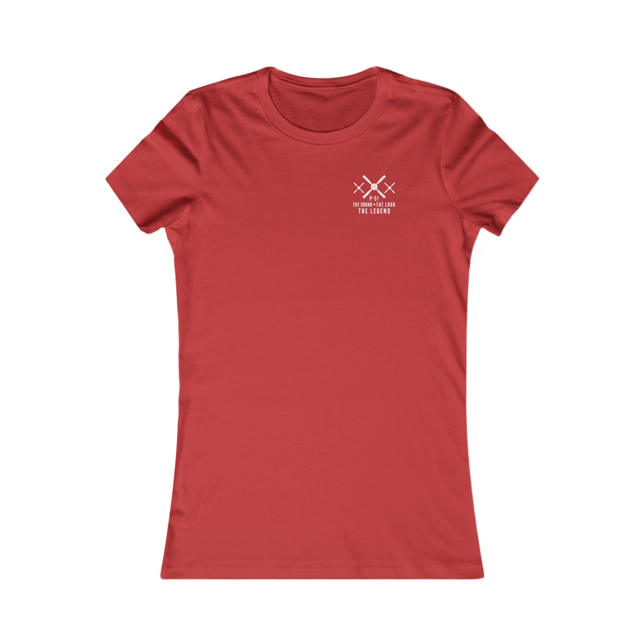 WOMEN'S P-51 LEGEND COTTON TEE - S LEFT CHEST, LARGE BACK IMAGE