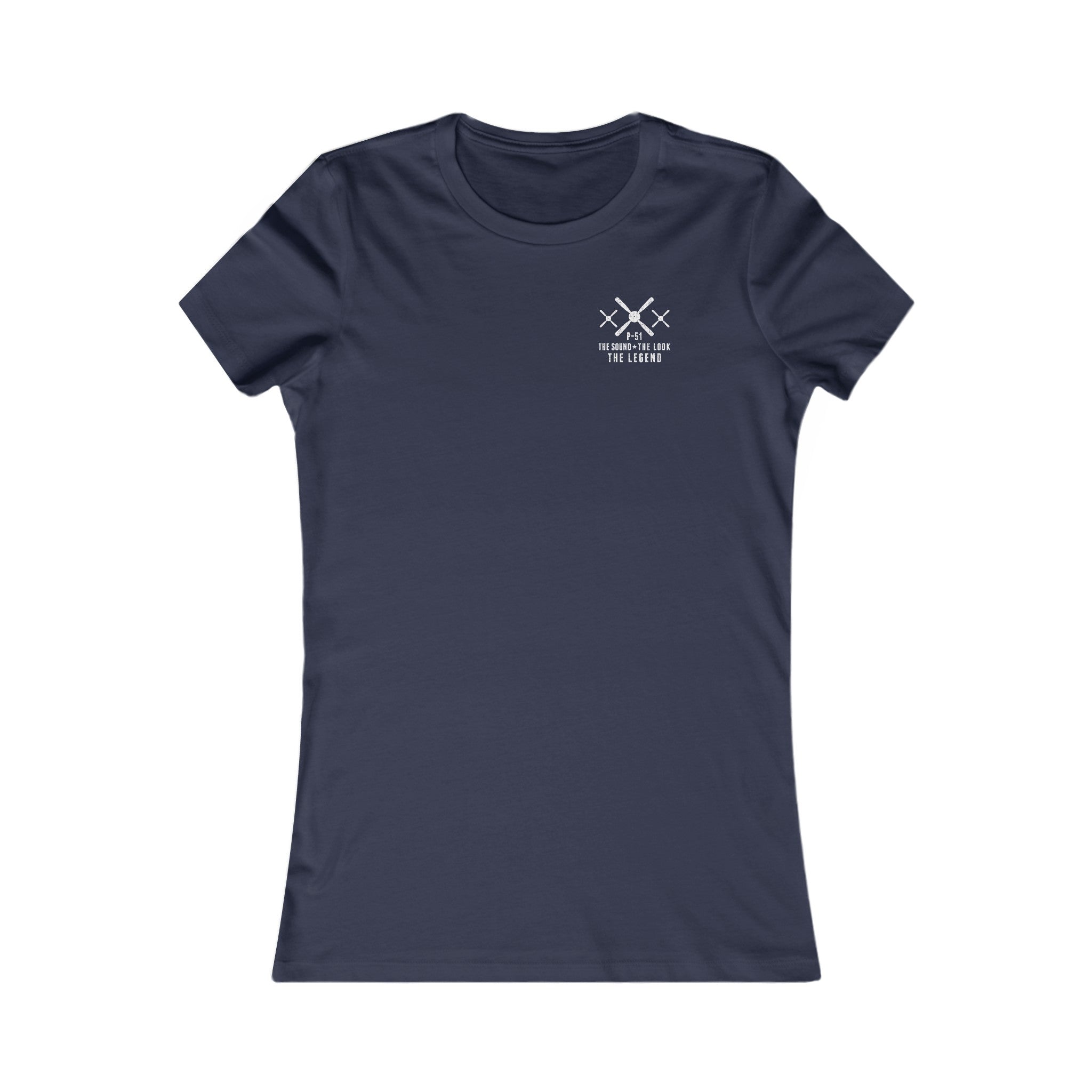 WOMEN'S P-51 LEGEND COTTON TEE - S LEFT CHEST, LARGE BACK IMAGE