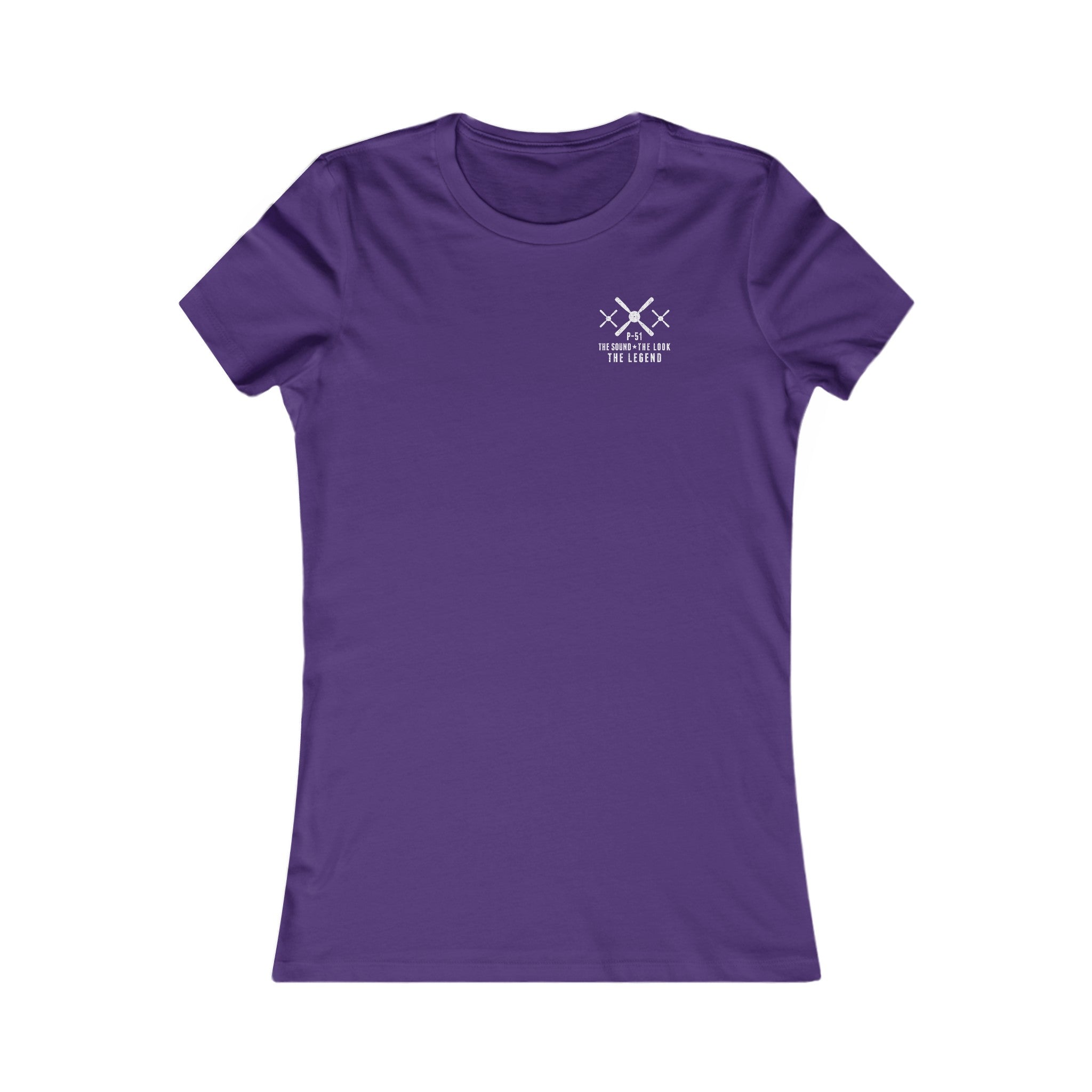 WOMEN'S P-51 LEGEND COTTON TEE - S LEFT CHEST, LARGE BACK IMAGE