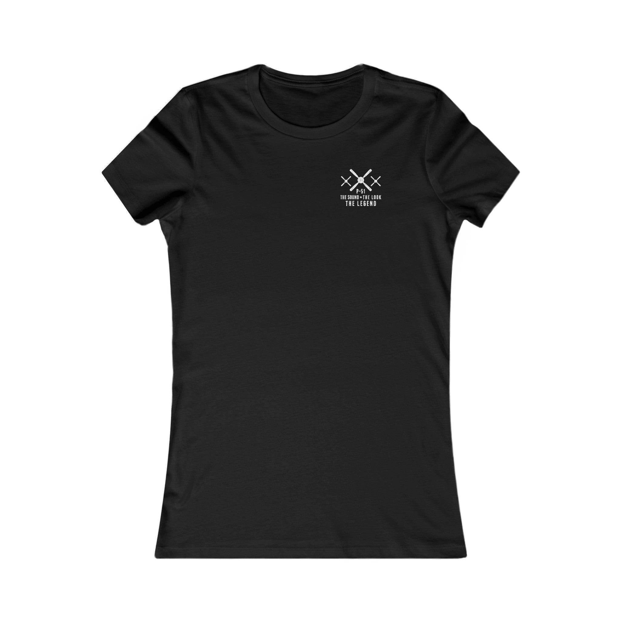 WOMEN'S P-51 LEGEND COTTON TEE - S LEFT CHEST, LARGE BACK IMAGE