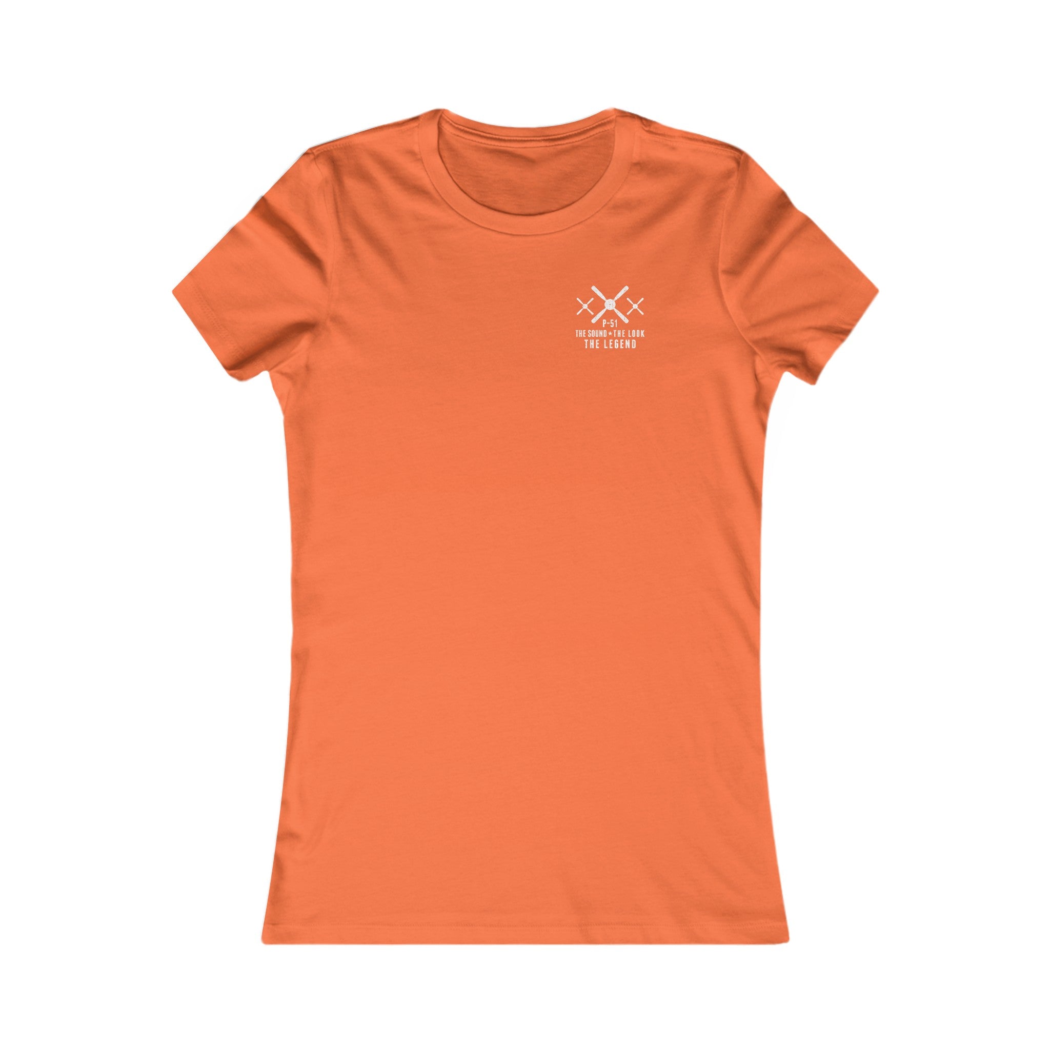WOMEN'S P-51 LEGEND COTTON TEE - S LEFT CHEST, LARGE BACK IMAGE