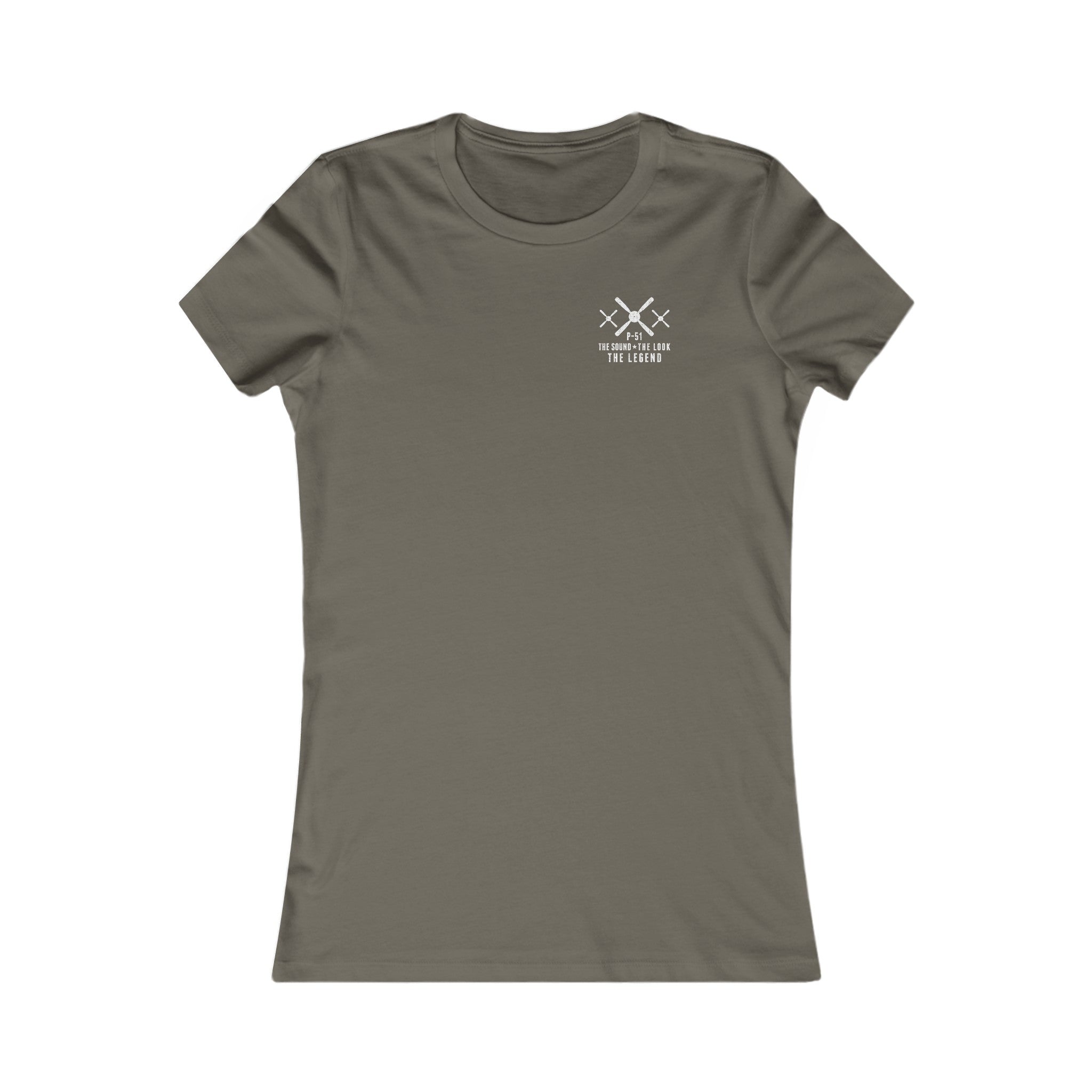 WOMEN'S P-51 LEGEND COTTON TEE - S LEFT CHEST, LARGE BACK IMAGE
