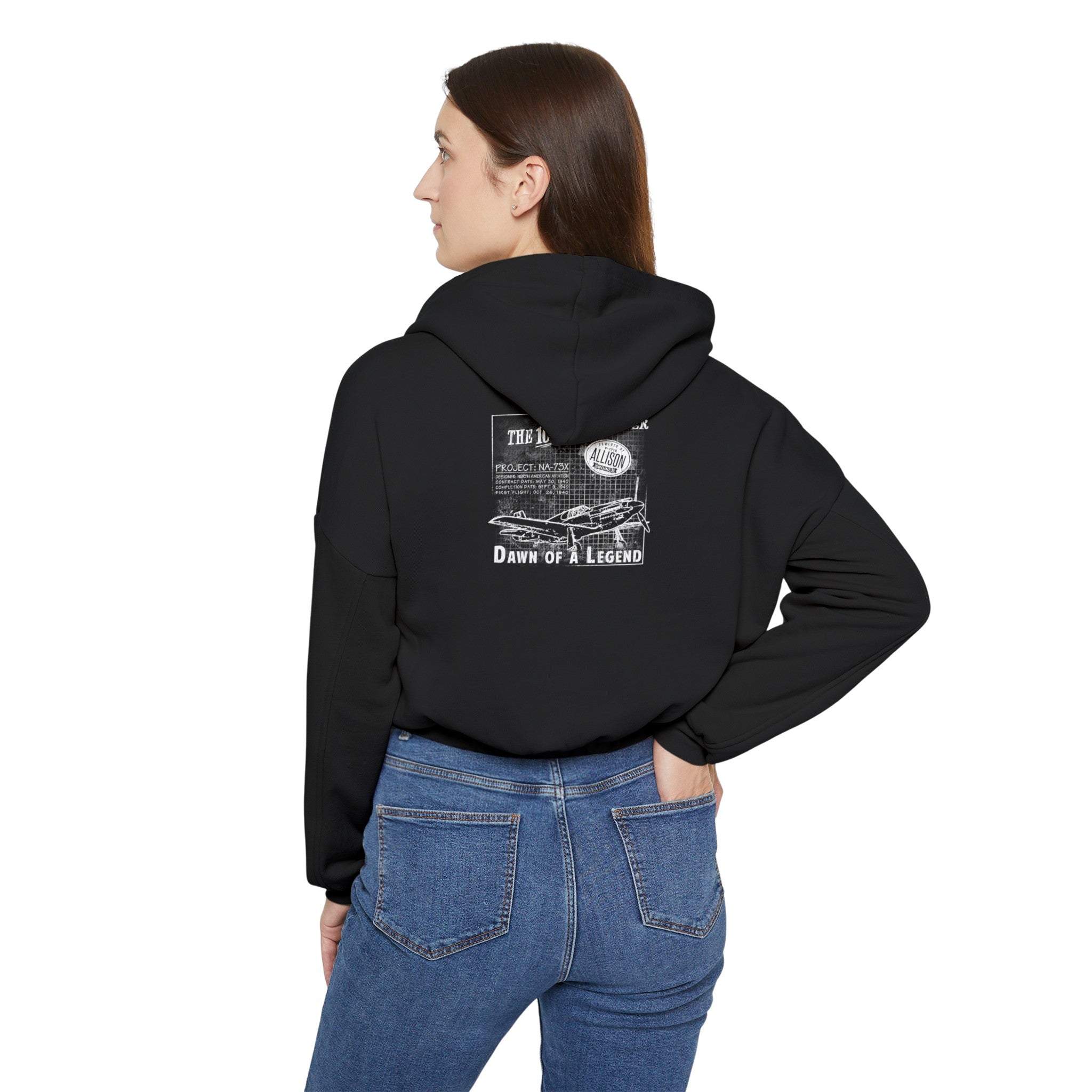 WOMEN'S 100 DAY WONDER CROPPED HOODIE - S CENTER CHEST, LARGE BACK LOGO