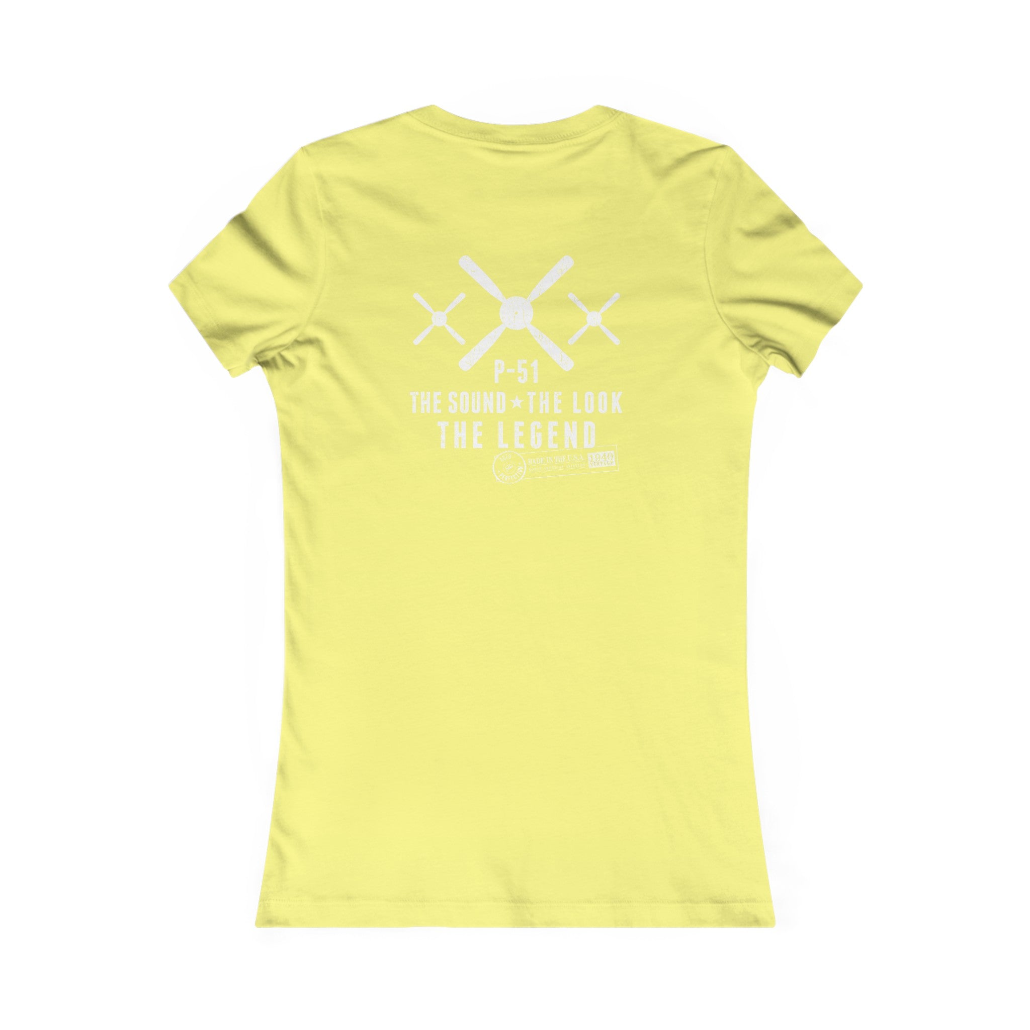 WOMEN'S P-51 LEGEND COTTON TEE - S LEFT CHEST, LARGE BACK IMAGE