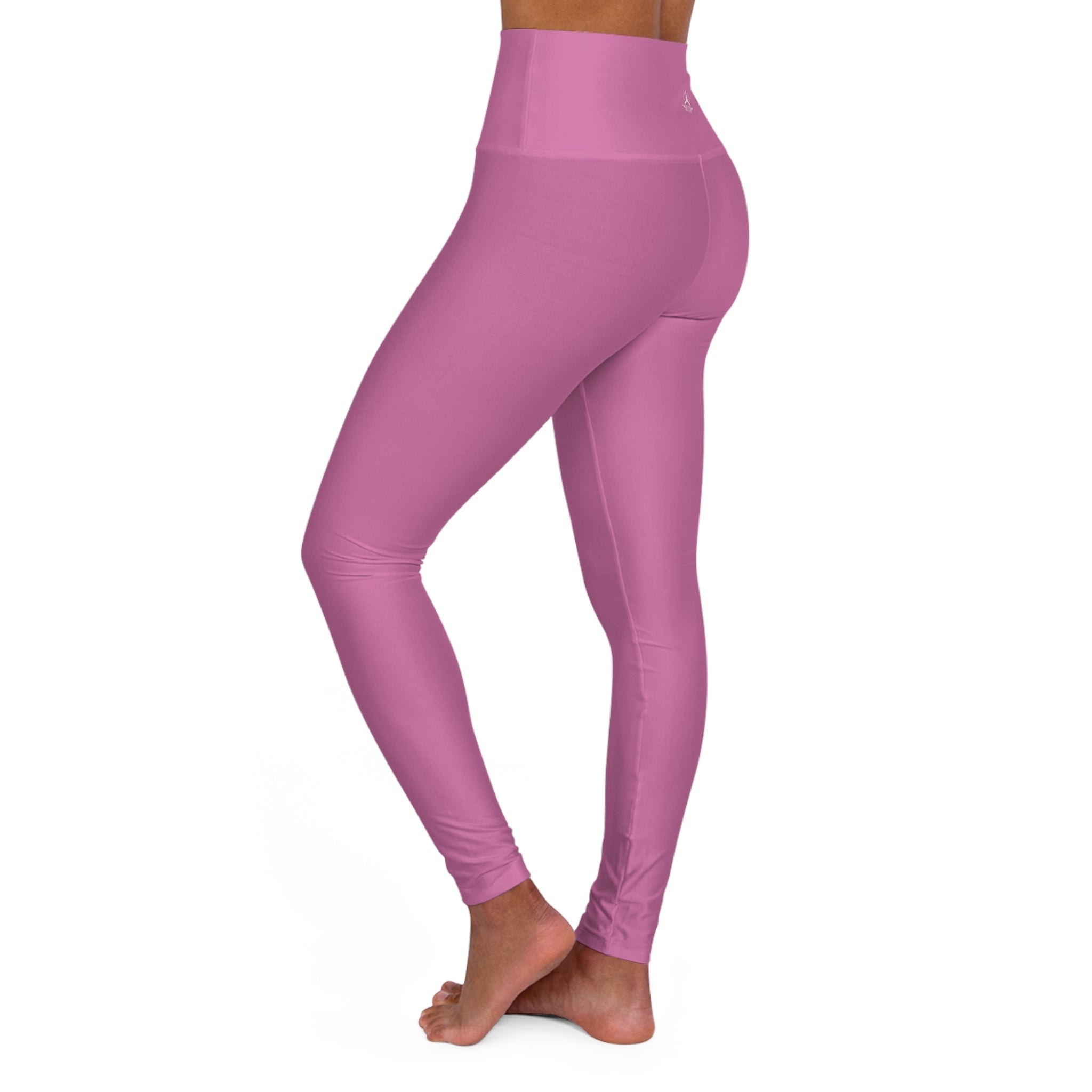 WOMEN'S 100 DAY WONDER HIGH WAISTED YOGA LEGGINGS - S REAR WAIST , LIGHT PINK COLOR