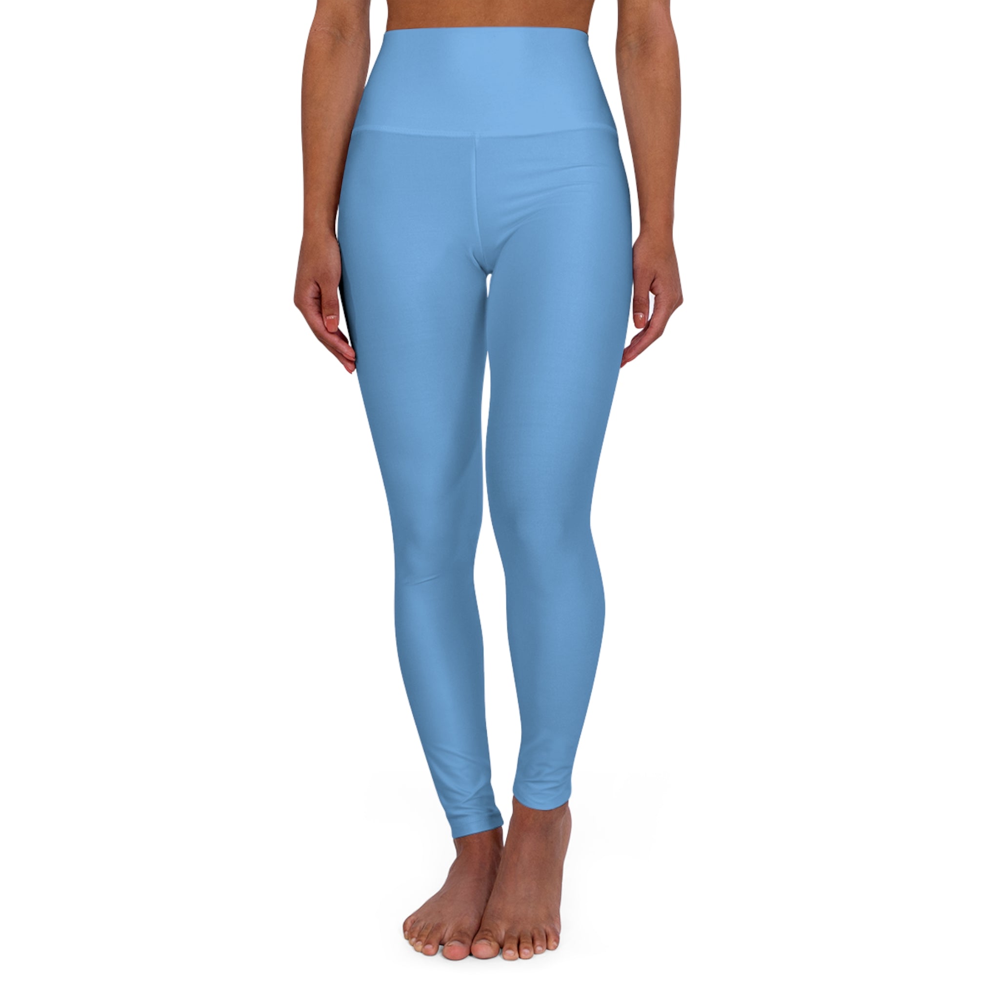 WOMEN'S 100 DAY WONDER HIGH WAISTED YOGA LEGGINGS - S REAR WAIST , LIGHT BLUE COLOR