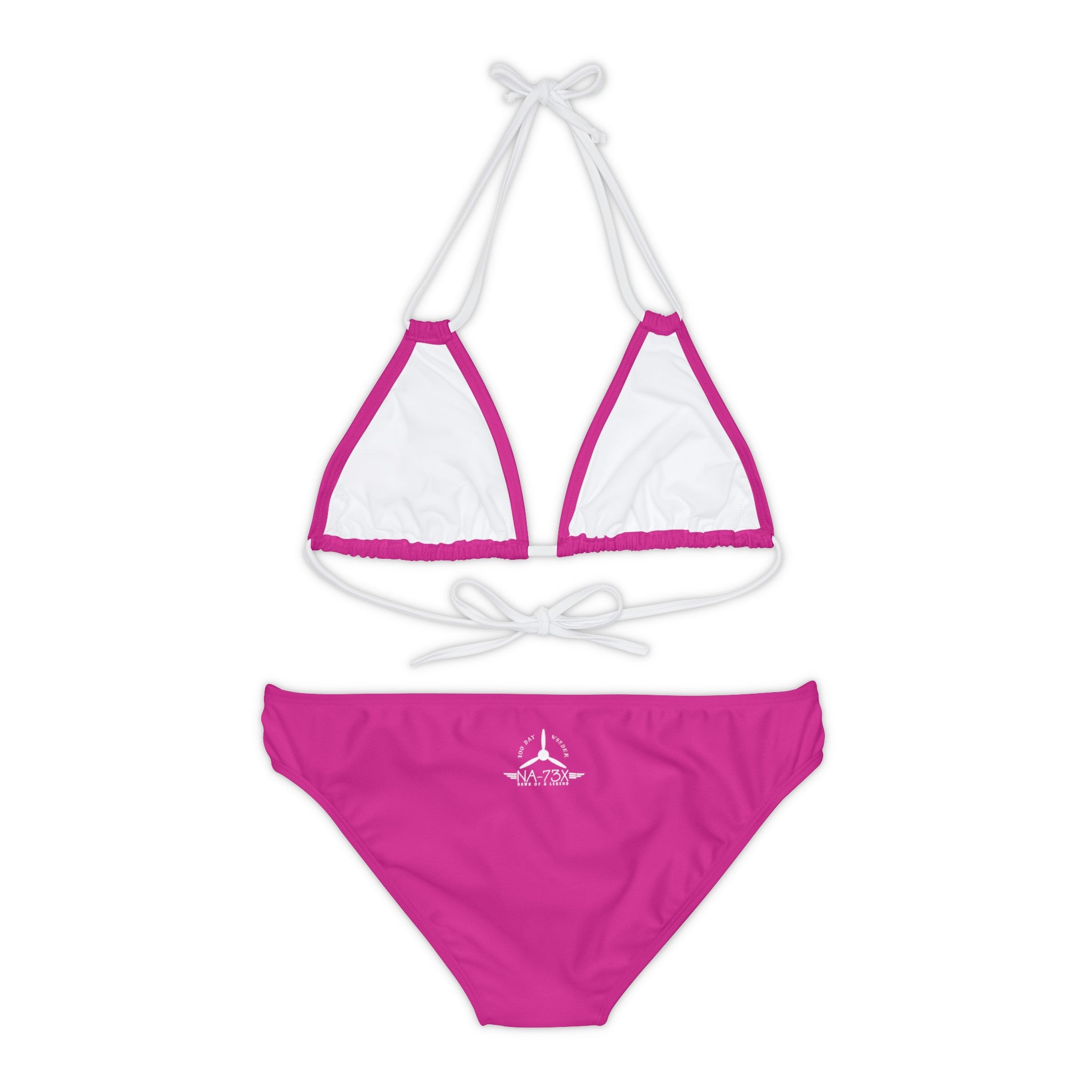 WOMEN'S 100 DAY WONDER STRAPPY BIKINI SET - S REAR WAIST, PINK/WHITE
