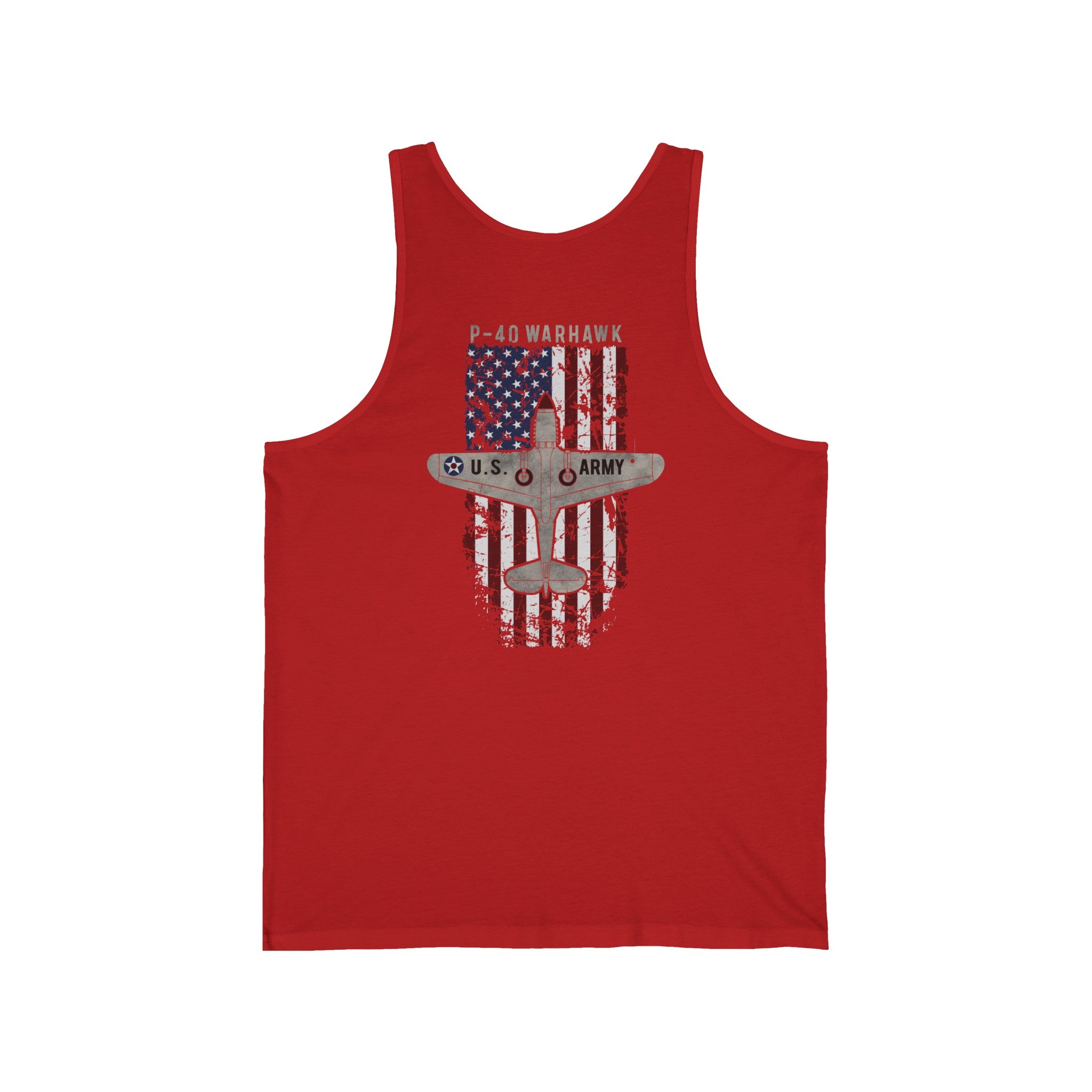 AMERICAN ICON P-40 MEN'S JERSEY TANK - VERTICAL LEFT CHEST, LARGE BACK IMAGE