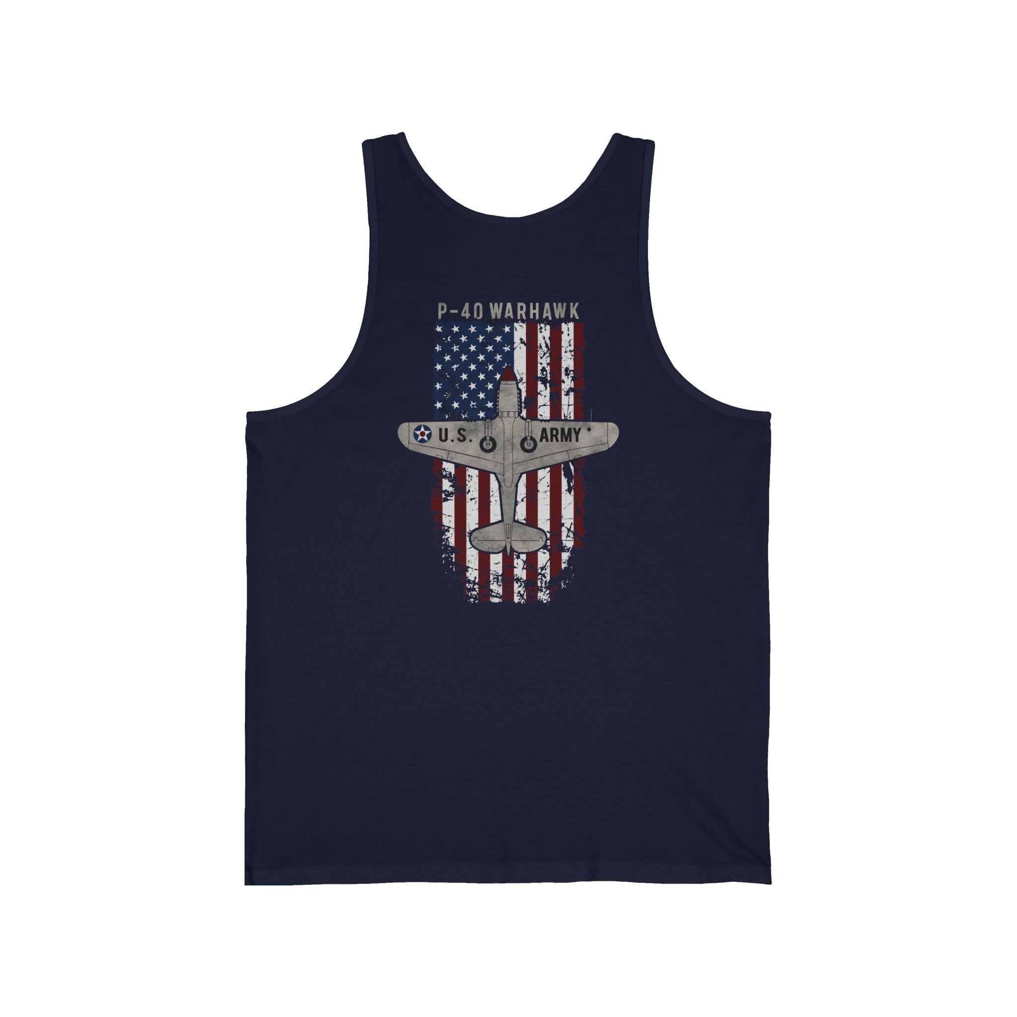 AMERICAN ICON P-40 MEN'S JERSEY TANK - VERTICAL LEFT CHEST, LARGE BACK IMAGE