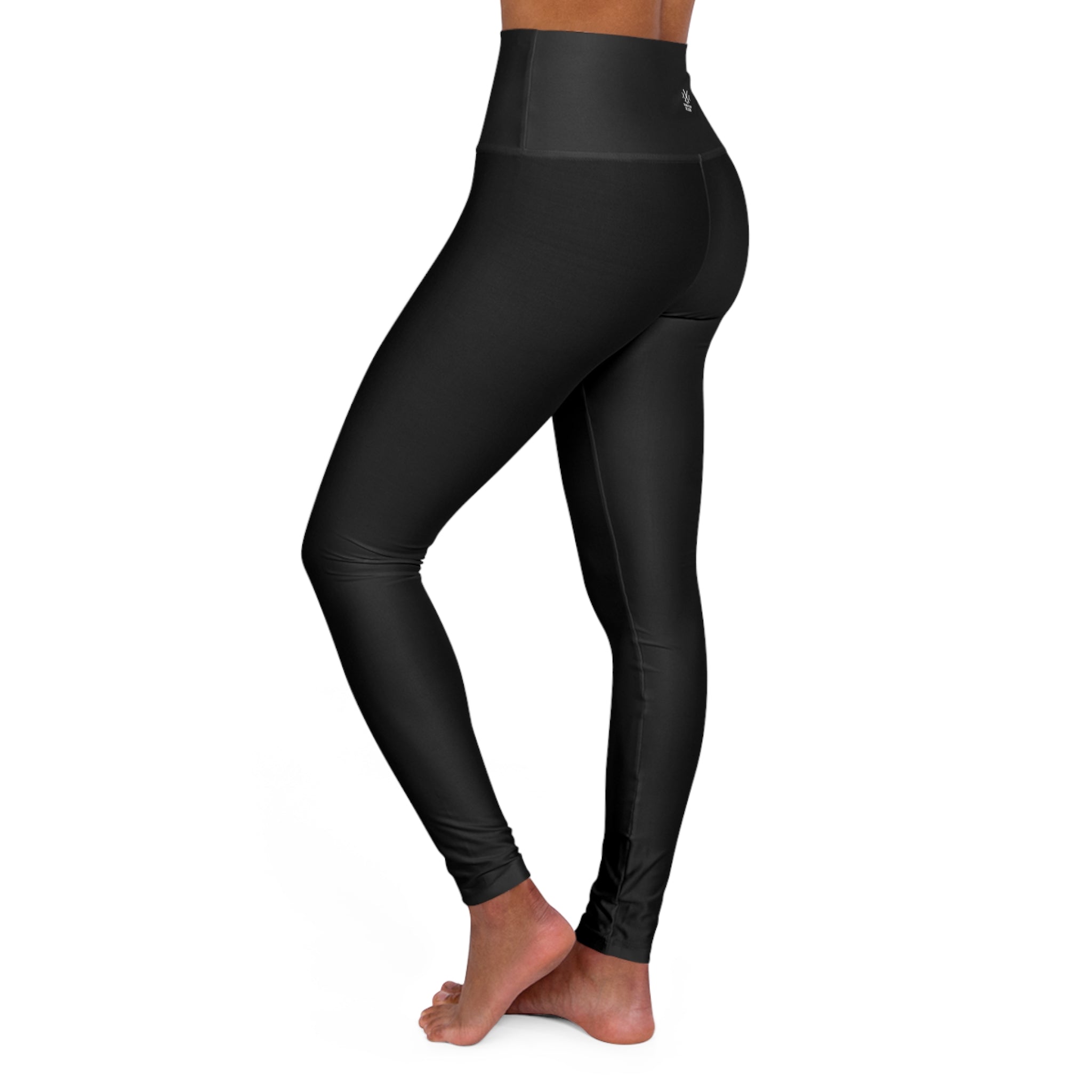 WOMEN'S MUSTANG LEGEND HIGH WAISTED YOGA LEGGINGS - S REAR WAIST , BLACK COLOR