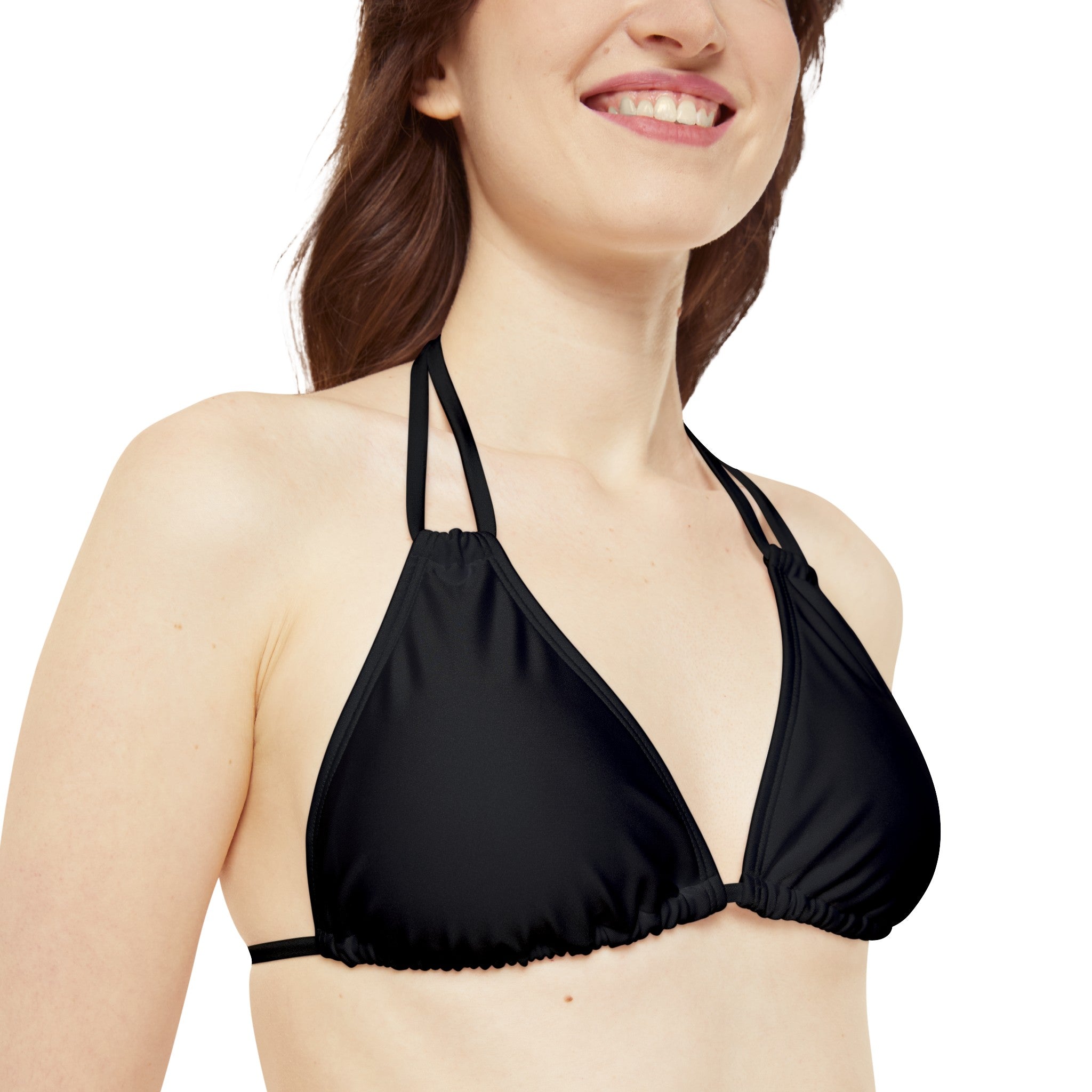 WOMEN'S 100 DAY WONDER STRAPPY BIKINI SET - S REAR WAIST , BLACK COLOR
