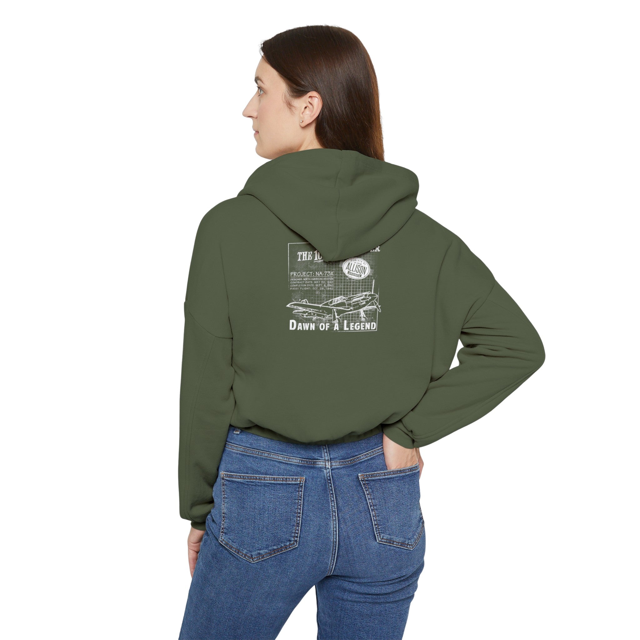 WOMEN'S 100 DAY WONDER CROPPED HOODIE - S CENTER CHEST, LARGE BACK LOGO