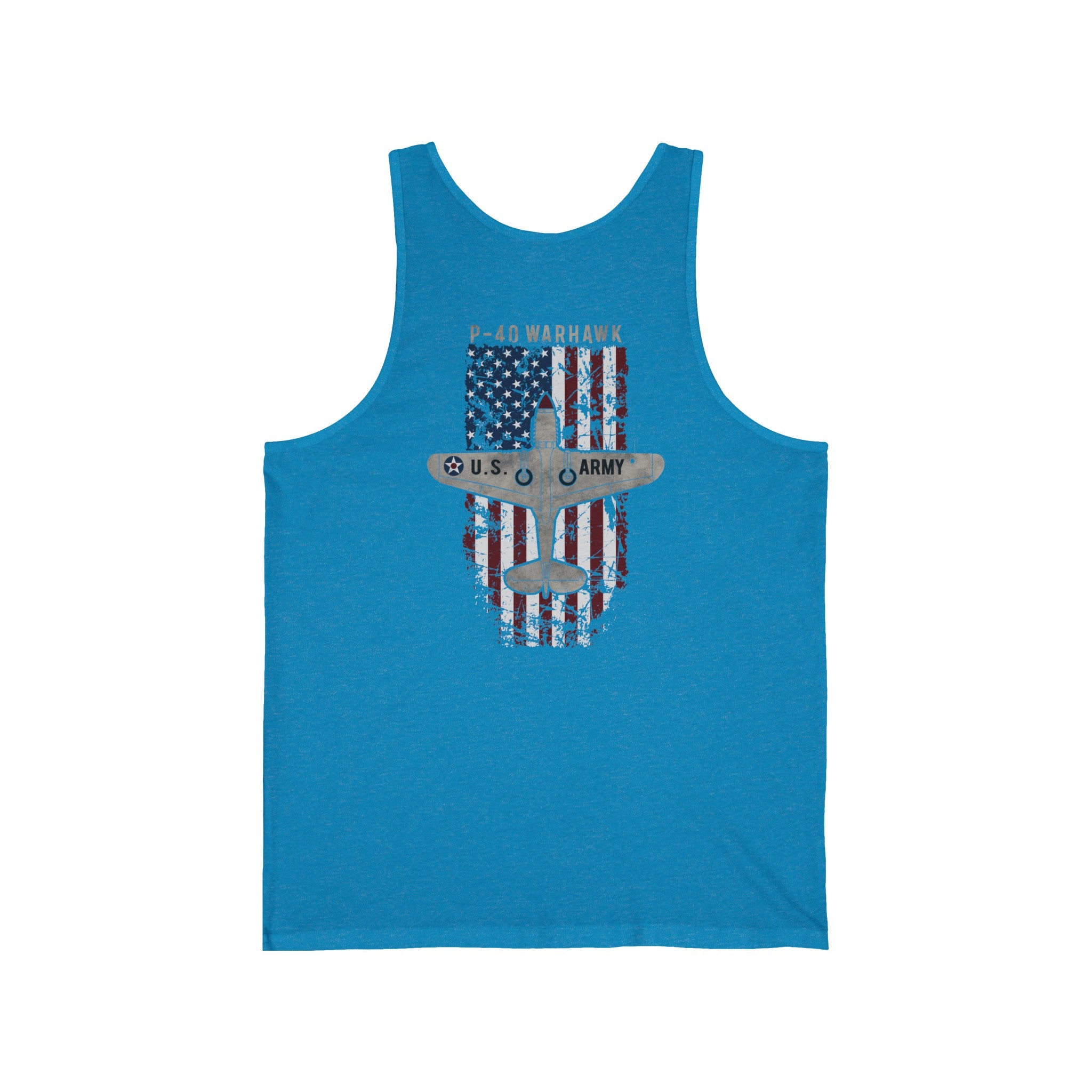 AMERICAN ICON P-40 MEN'S JERSEY TANK - VERTICAL LEFT CHEST, LARGE BACK IMAGE