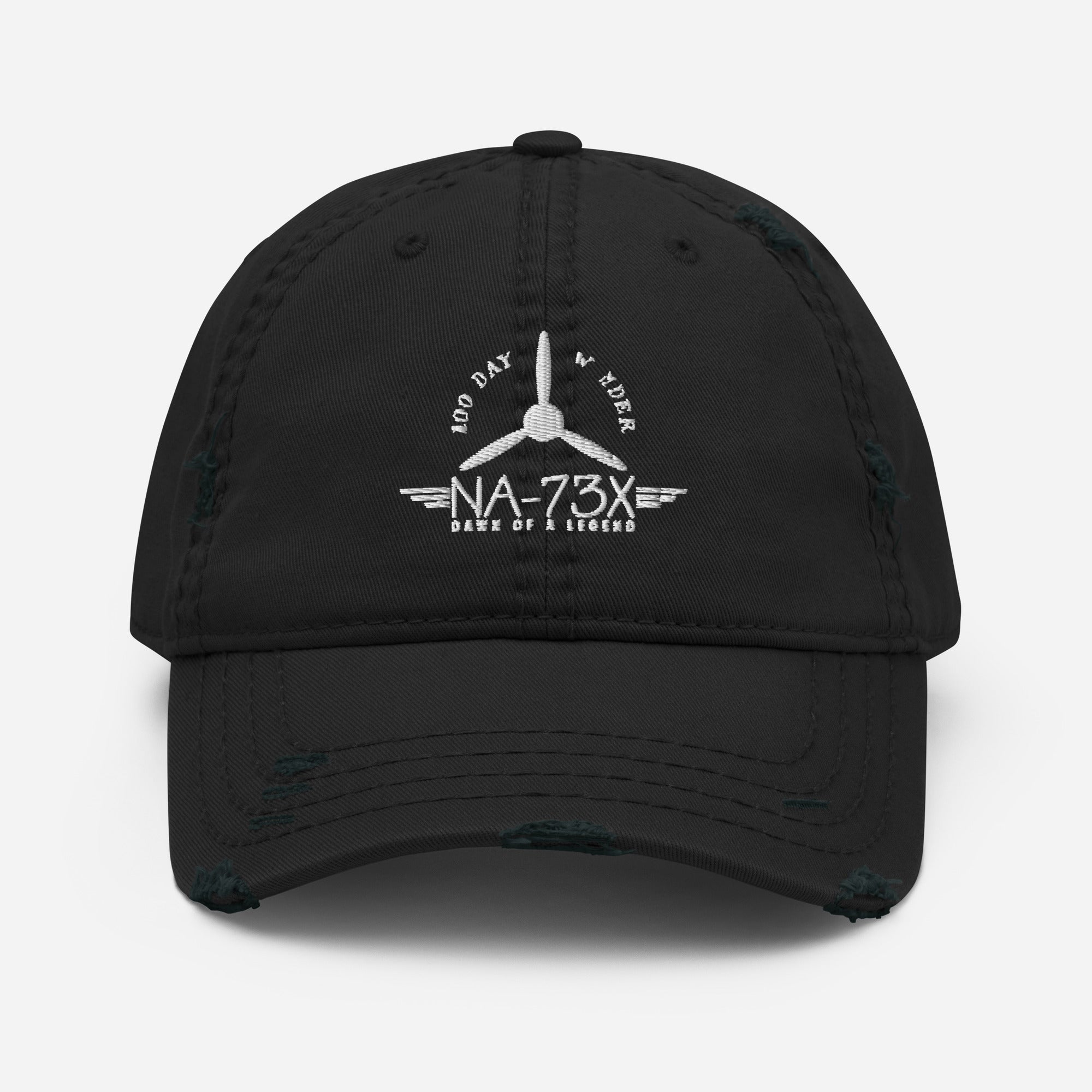 100 DAY WONDER EMBROIDERED HAT WITH DISTRESSED BRIM