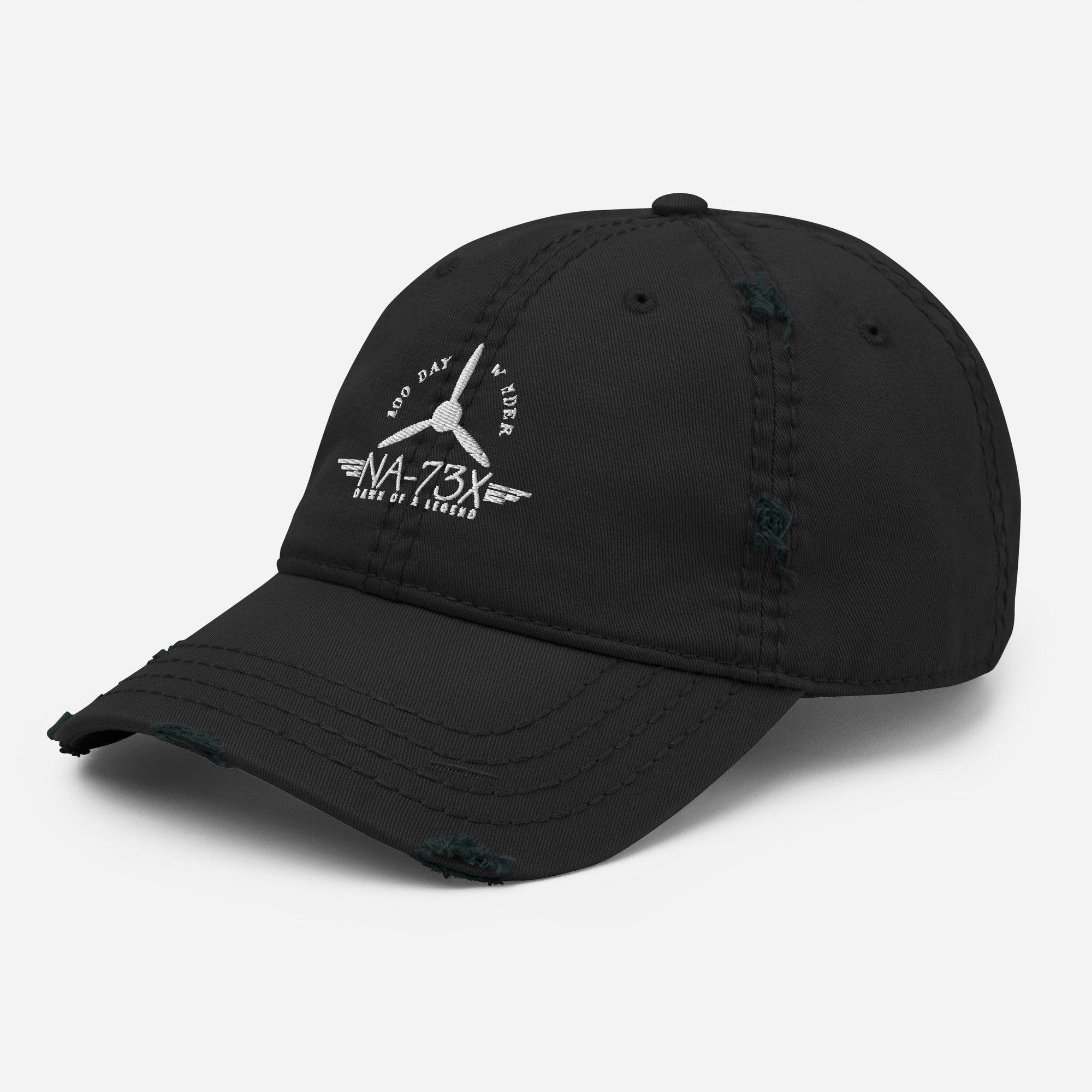 100 DAY WONDER EMBROIDERED HAT WITH DISTRESSED BRIM