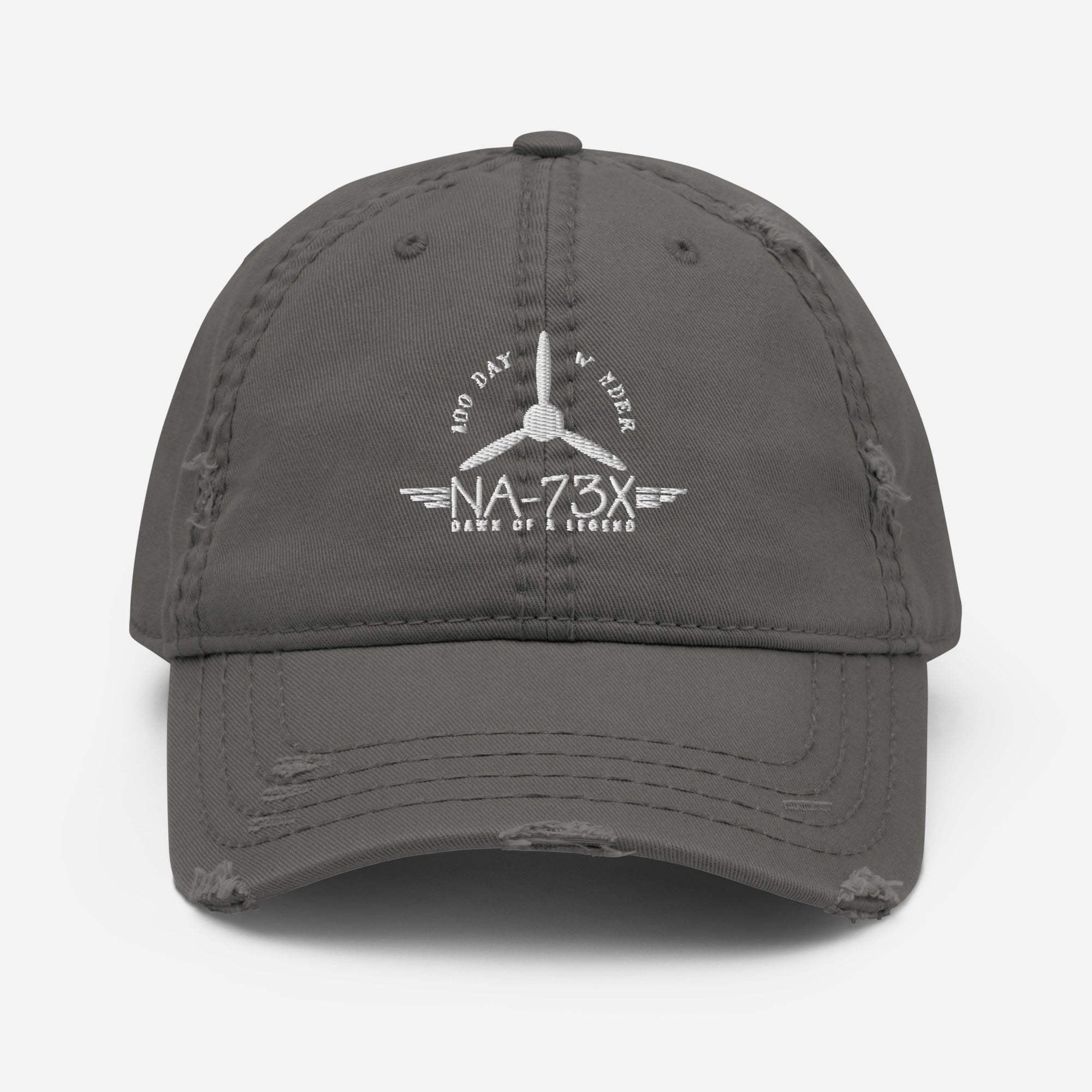 100 DAY WONDER EMBROIDERED HAT WITH DISTRESSED BRIM