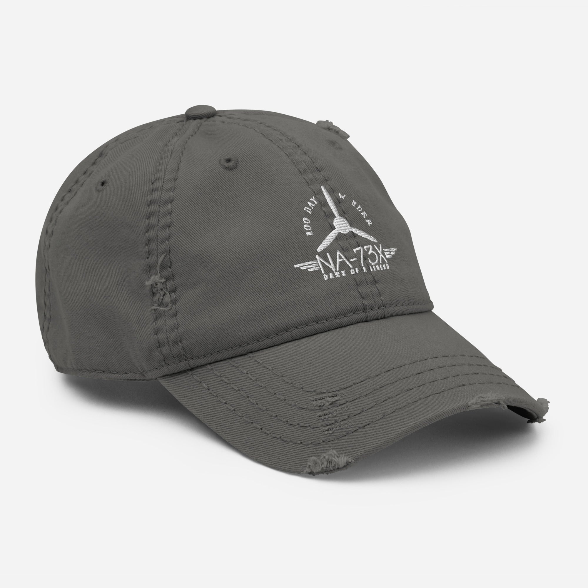 100 DAY WONDER EMBROIDERED HAT WITH DISTRESSED BRIM
