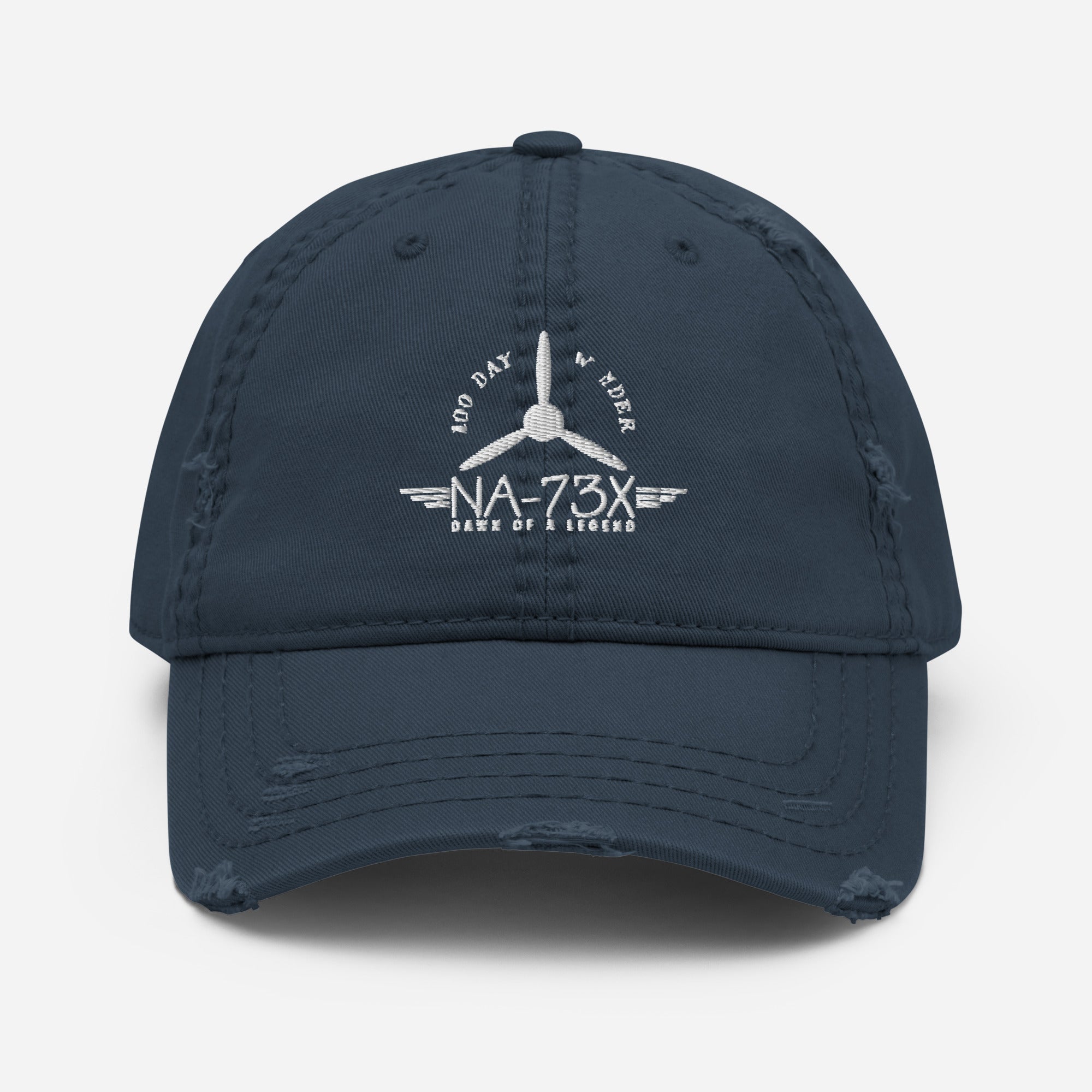 100 DAY WONDER EMBROIDERED HAT WITH DISTRESSED BRIM