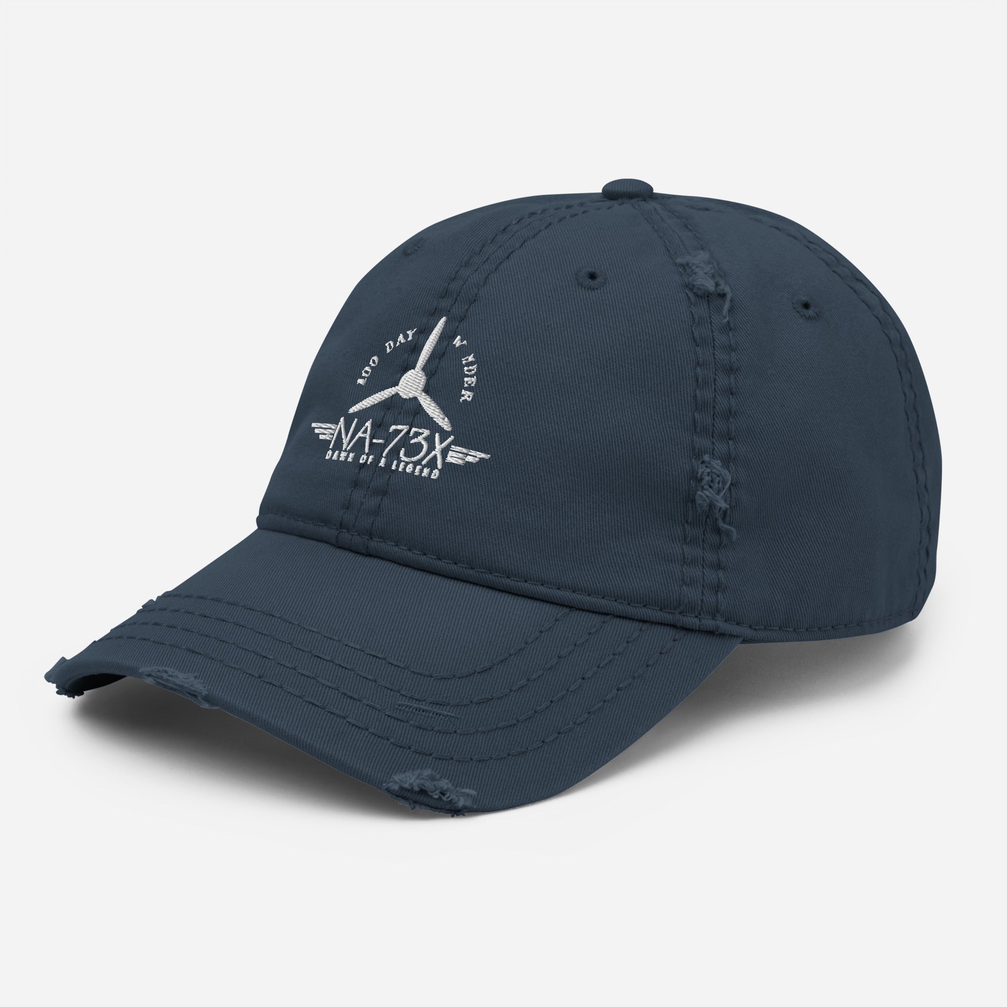 100 DAY WONDER EMBROIDERED HAT WITH DISTRESSED BRIM