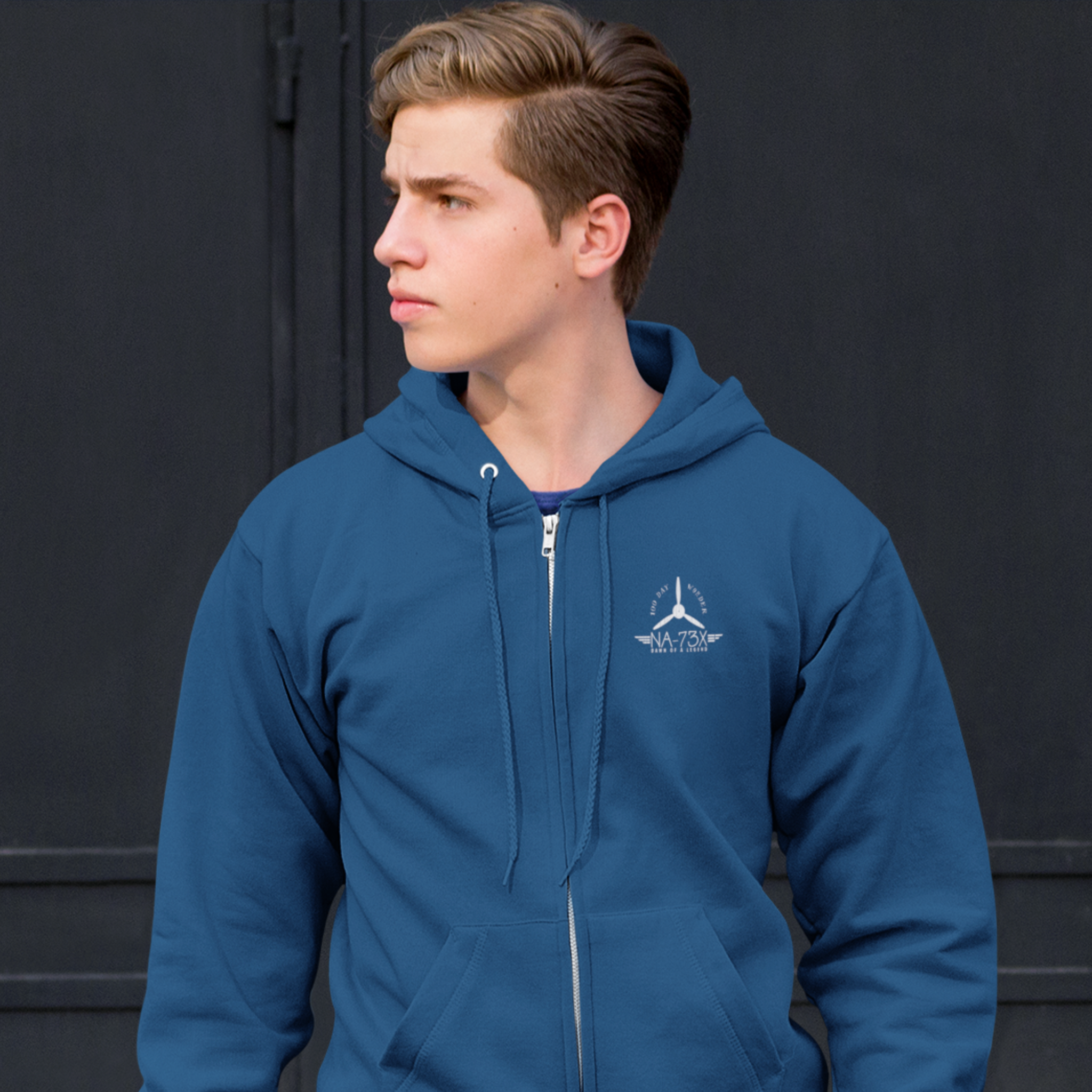 100 DAY WONDER HEAVY BLEND ZIP HOODIE - S LEFT CHEST, LARGE BACK IMAGE