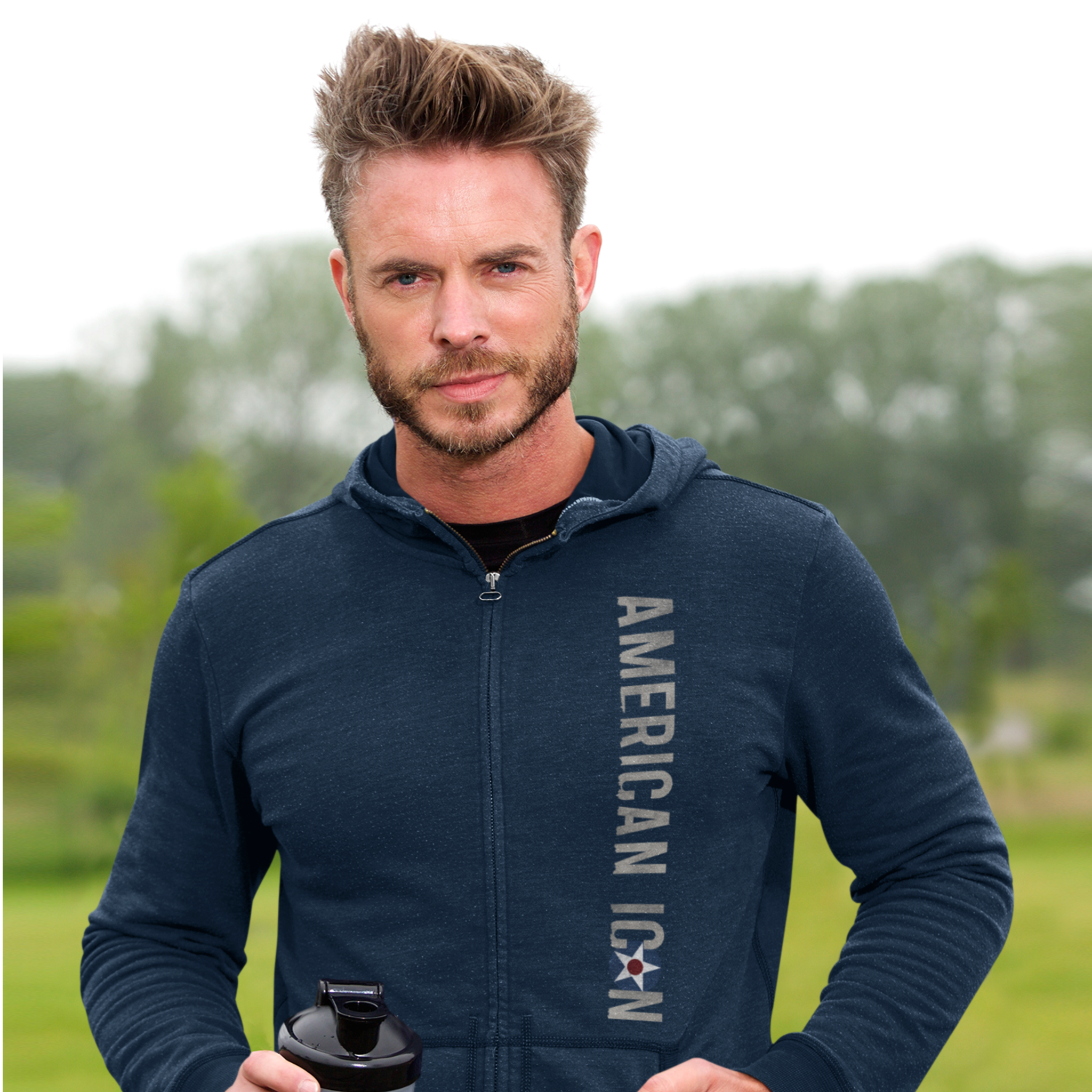 AMERICAN ICON P-40 HEAVY BLEND ZIP HOODIE - LEFT VERTICAL CHEST, LARGE BACK IMAGE