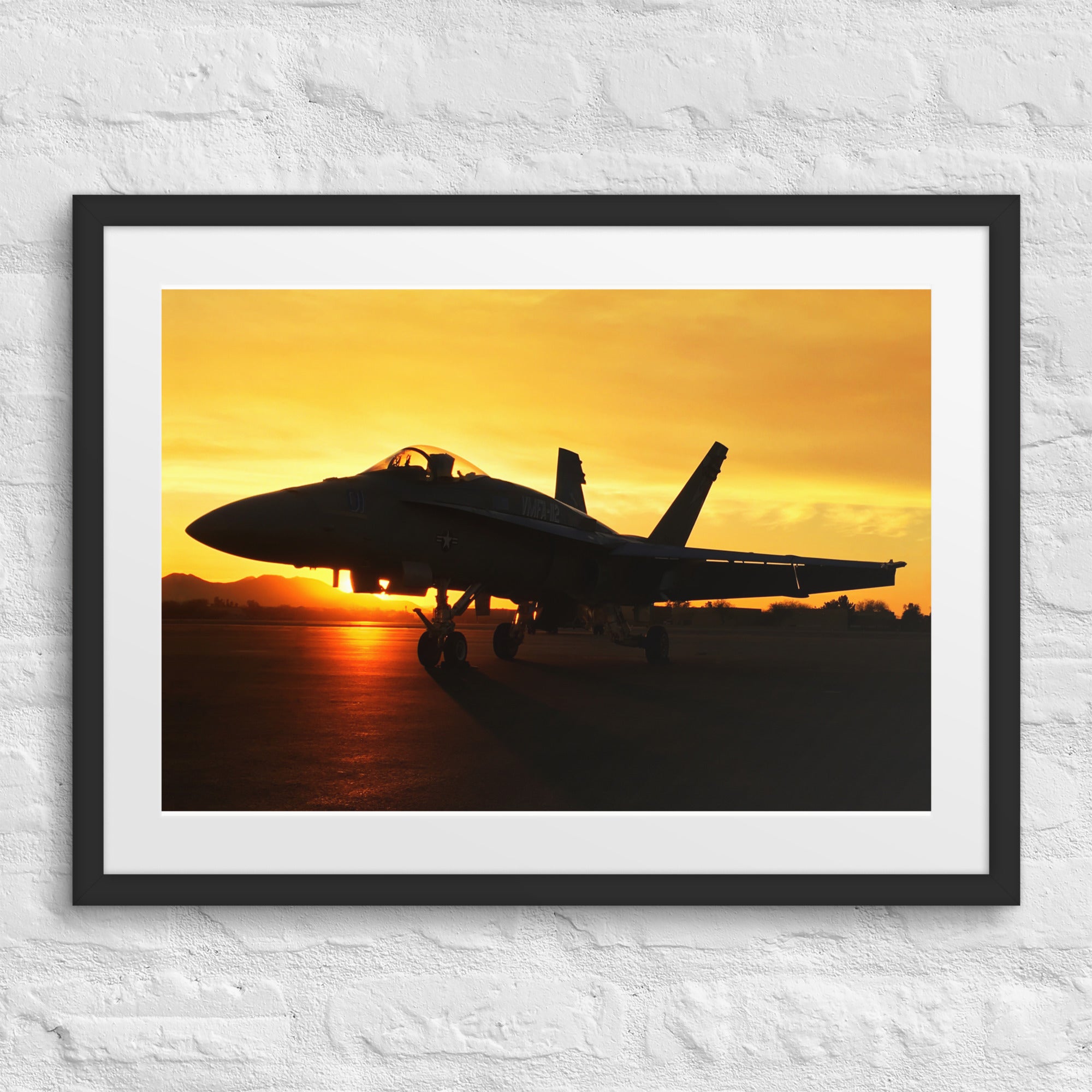 F-18 Hornet Sunrise Framed Print 18x24