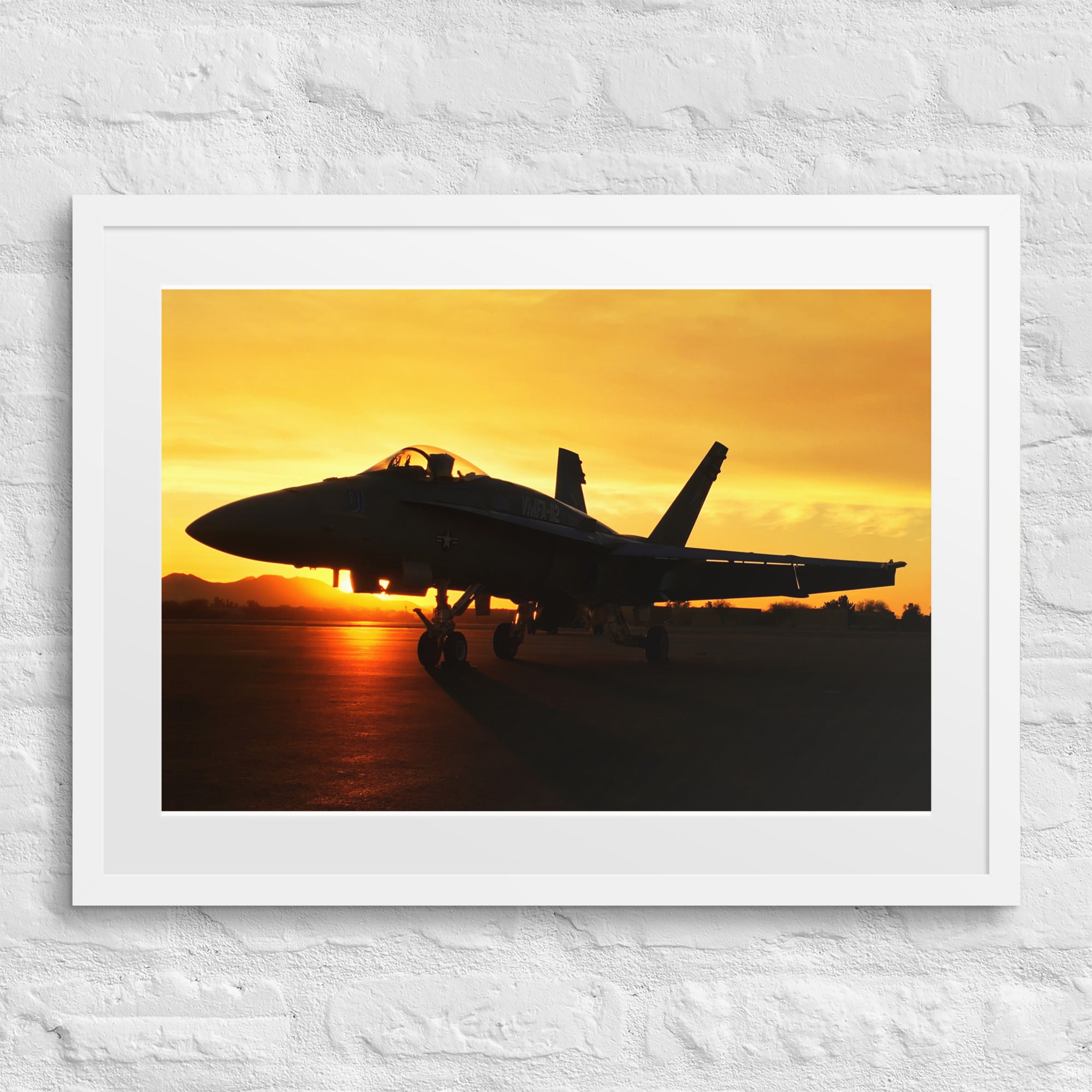 F-18 Hornet Sunrise Framed Print 18x24