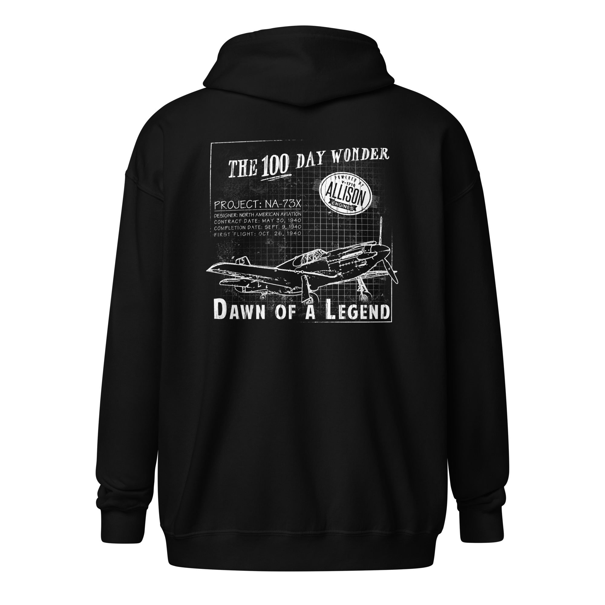 100 DAY WONDER HEAVY BLEND ZIP HOODIE - S LEFT CHEST, LARGE BACK IMAGE