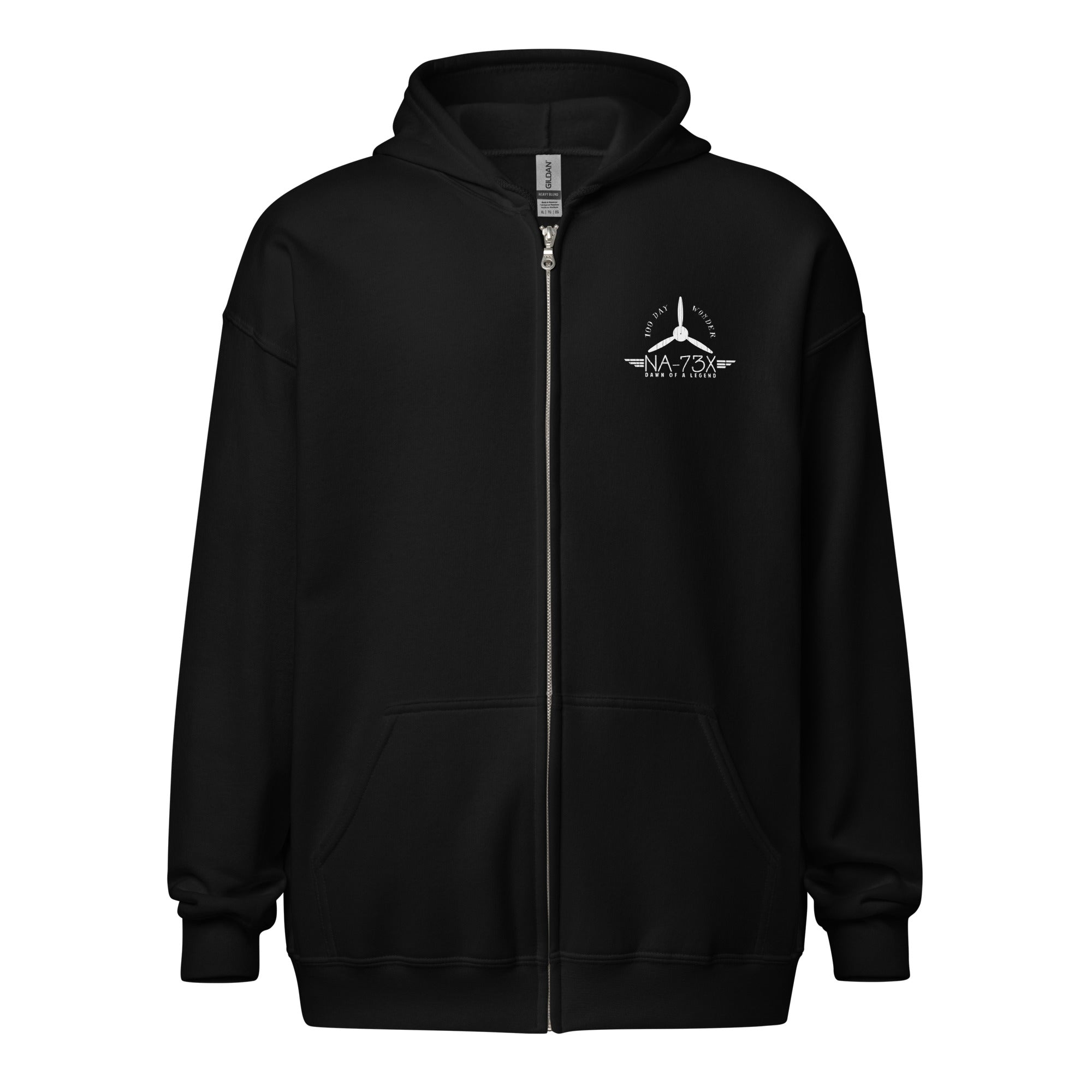 100 DAY WONDER HEAVY BLEND ZIP HOODIE - S LEFT CHEST, LARGE BACK IMAGE