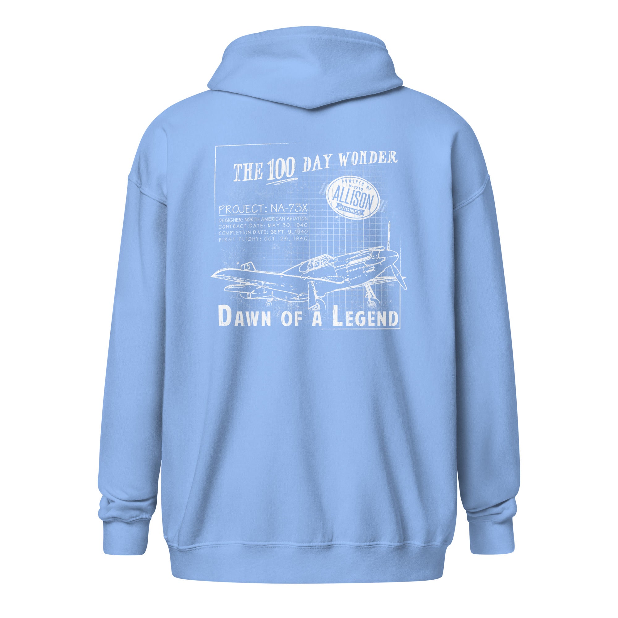 100 DAY WONDER HEAVY BLEND ZIP HOODIE - S LEFT CHEST, LARGE BACK IMAGE