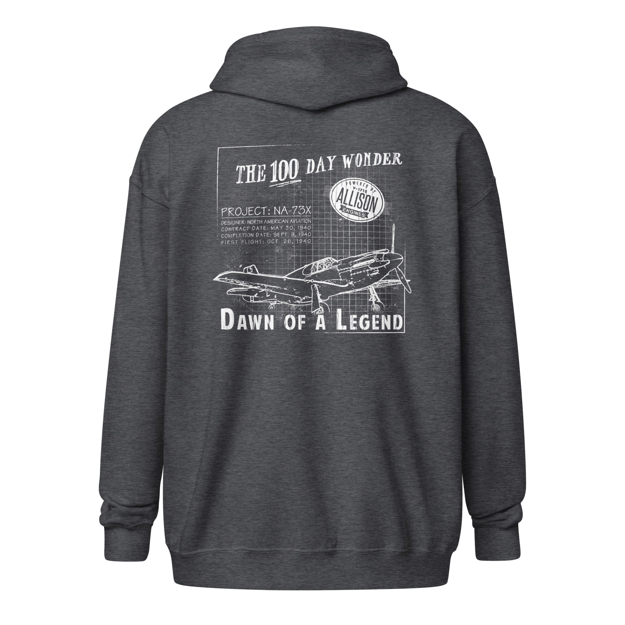 100 DAY WONDER HEAVY BLEND ZIP HOODIE - S LEFT CHEST, LARGE BACK IMAGE