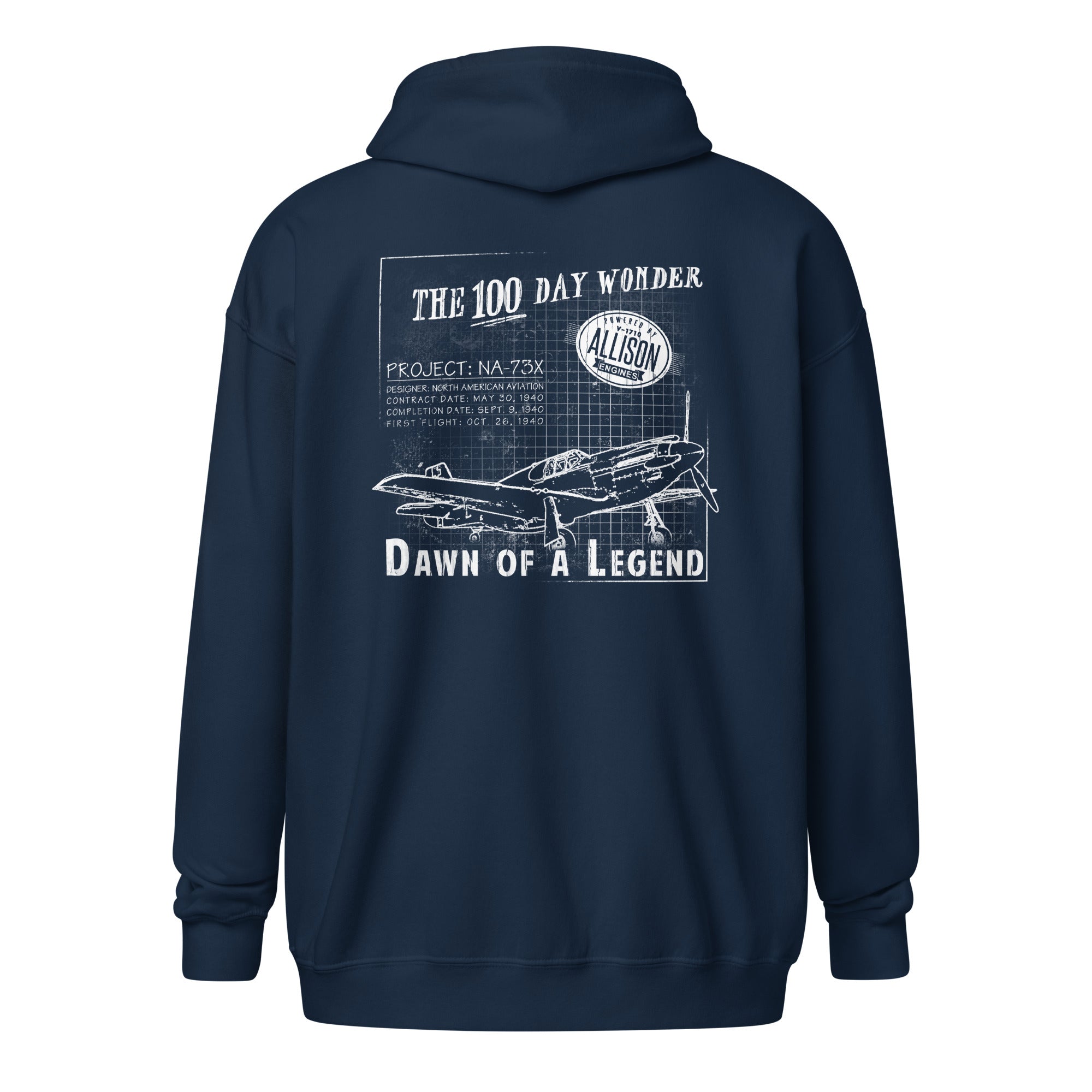 100 DAY WONDER HEAVY BLEND ZIP HOODIE - S LEFT CHEST, LARGE BACK IMAGE