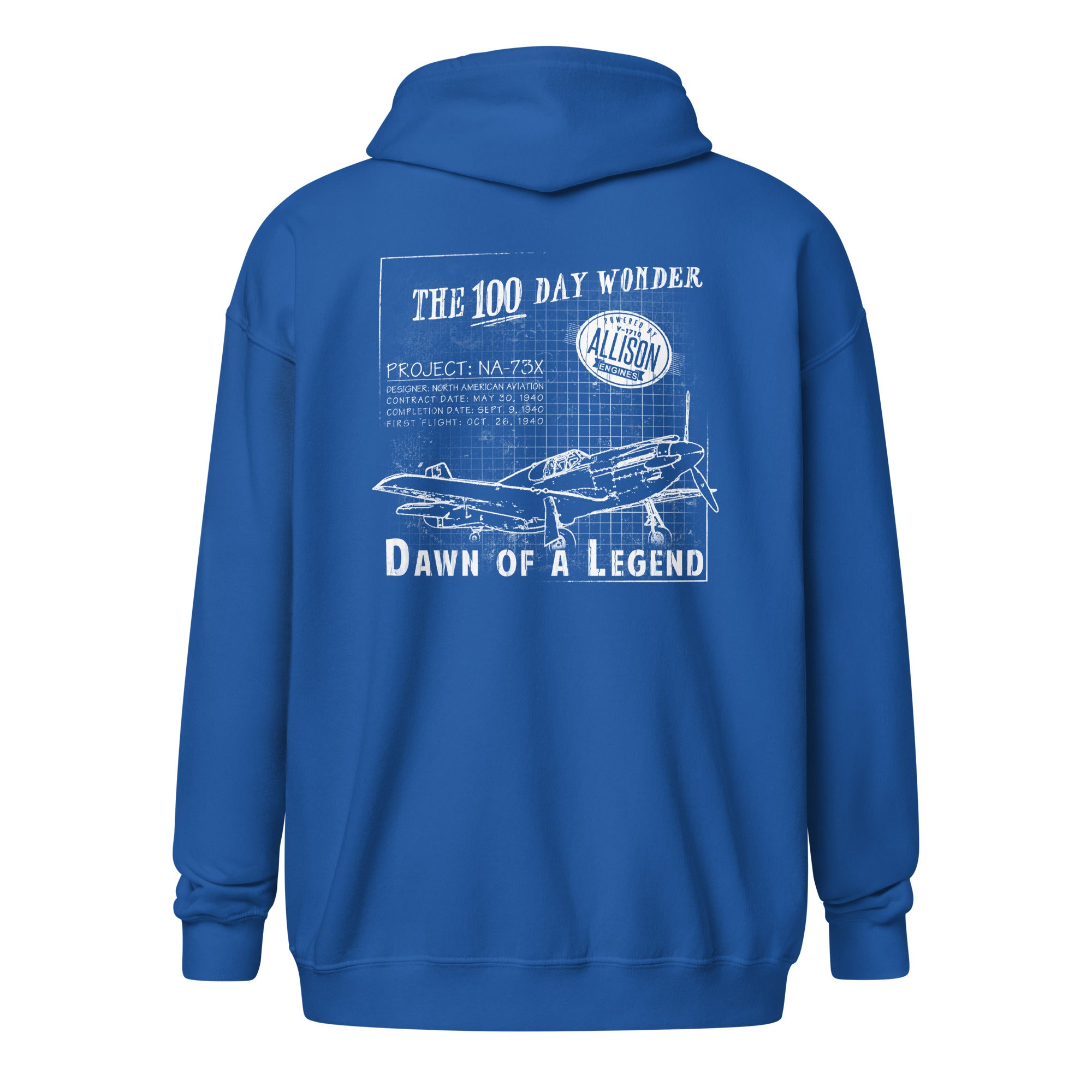 100 DAY WONDER HEAVY BLEND ZIP HOODIE - S LEFT CHEST, LARGE BACK IMAGE