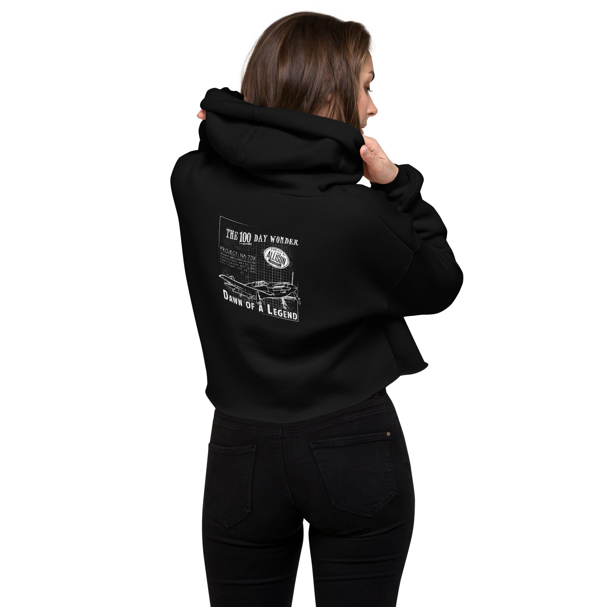 WOMEN'S 100 DAY WONDER CROPPED HOODIE - S LEFT CHEST, LARGE BACK LOGO