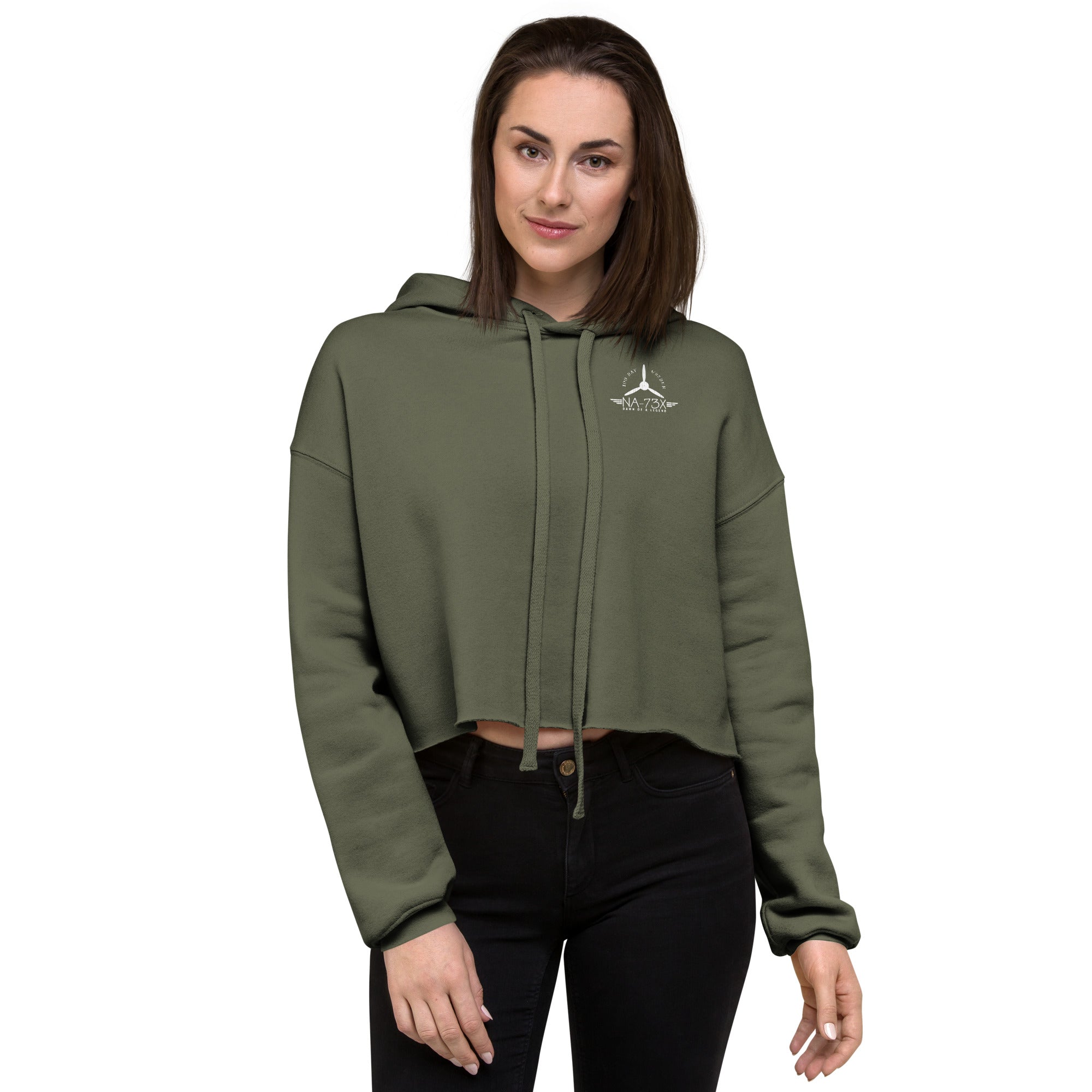 WOMEN'S 100 DAY WONDER CROPPED HOODIE - S LEFT CHEST, LARGE BACK LOGO
