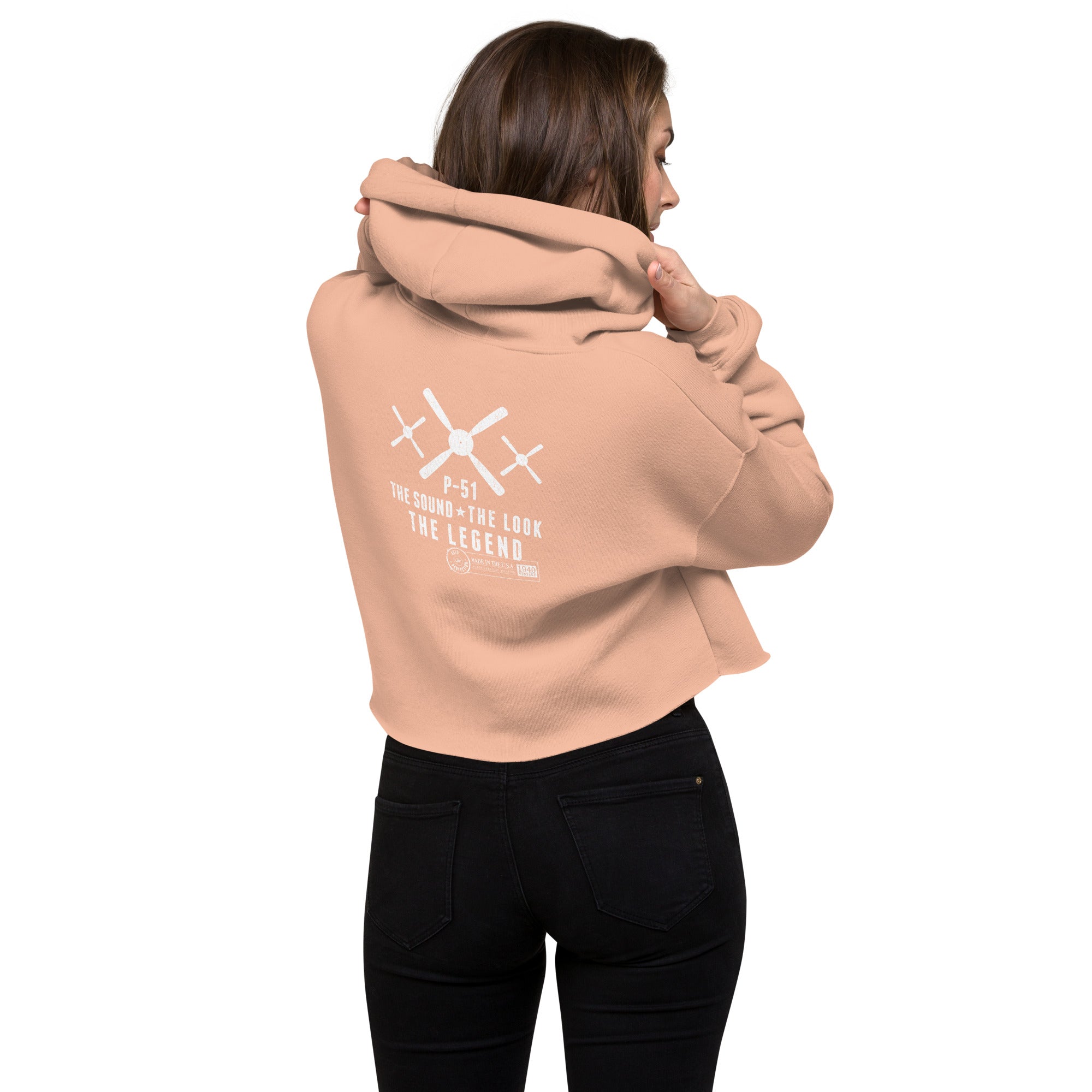 WOMEN'S MUSTANG LEGEND CROPPED HOODIE - S LEFT CHEST, LARGE BACK LOGO